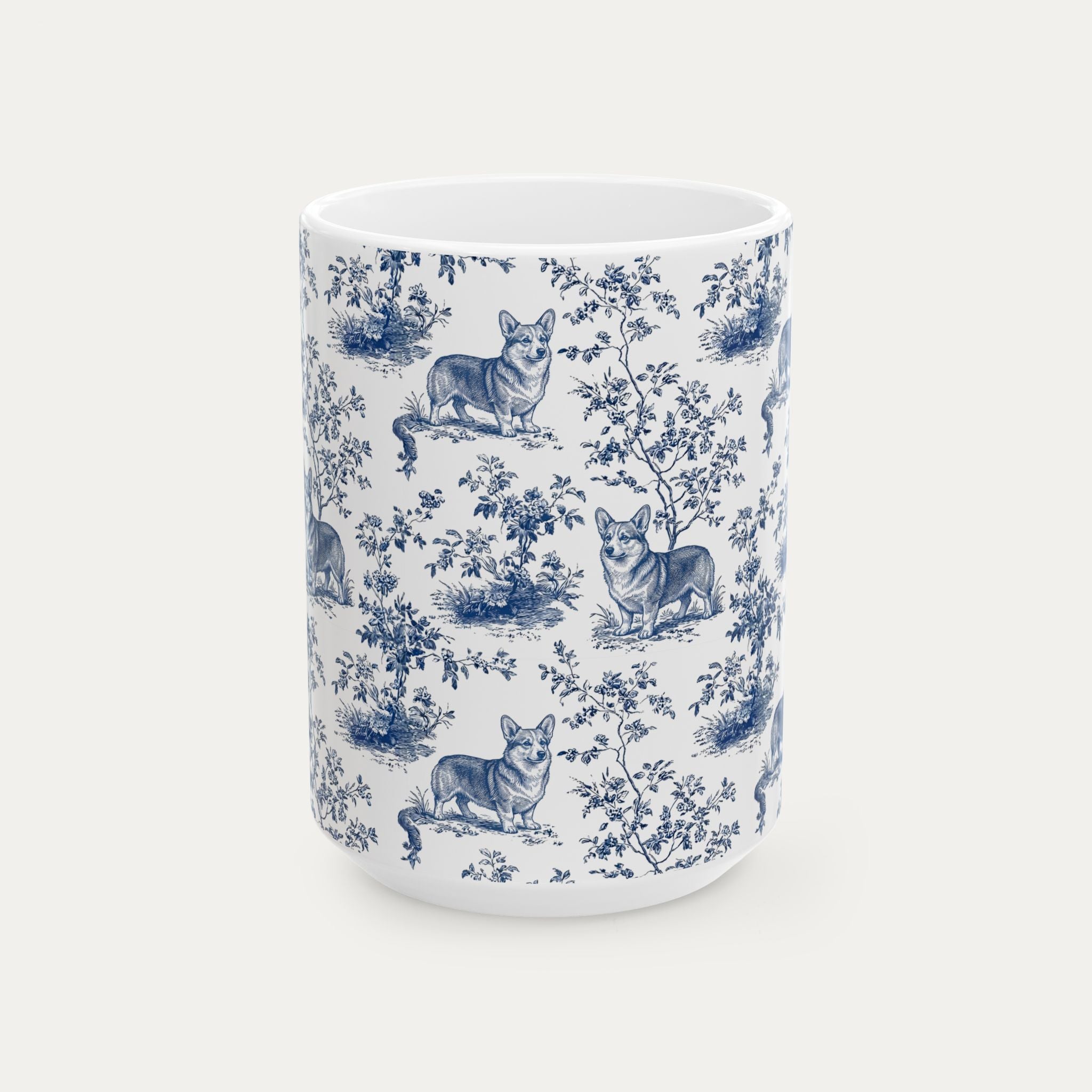 Corgi Blue Toile Mug