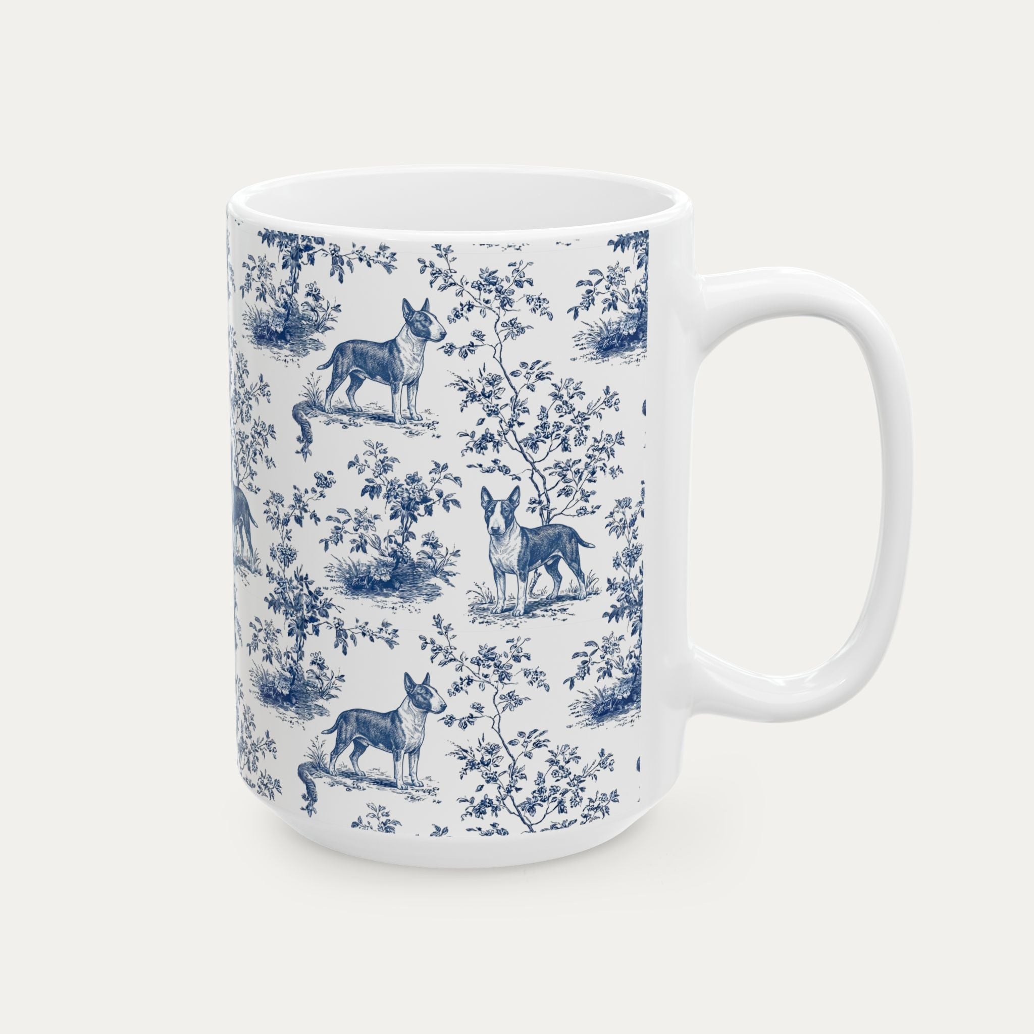 Bull Terrier Blue Toile Mug