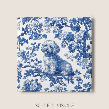 Bichon Frise Ceramic Coaster French Toile