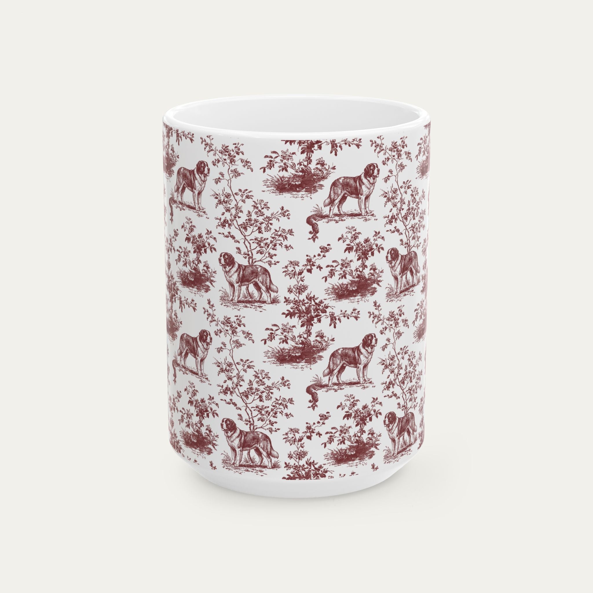 Saint Bernard Burgundy Toile Mug