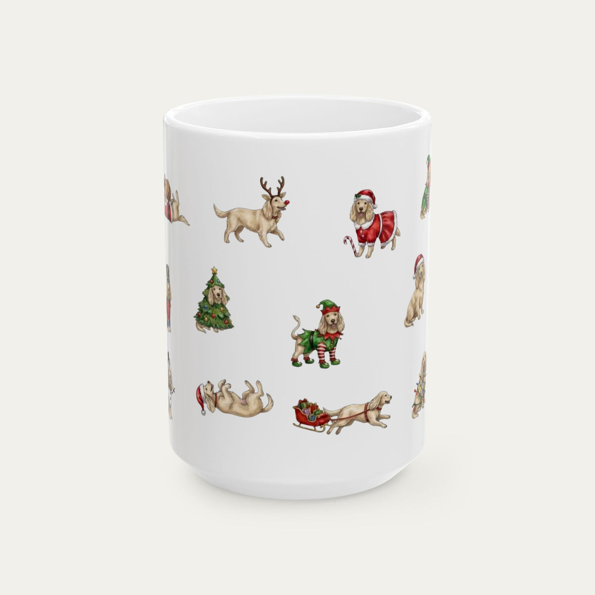 Dachshund LH Cream Christmas Mug