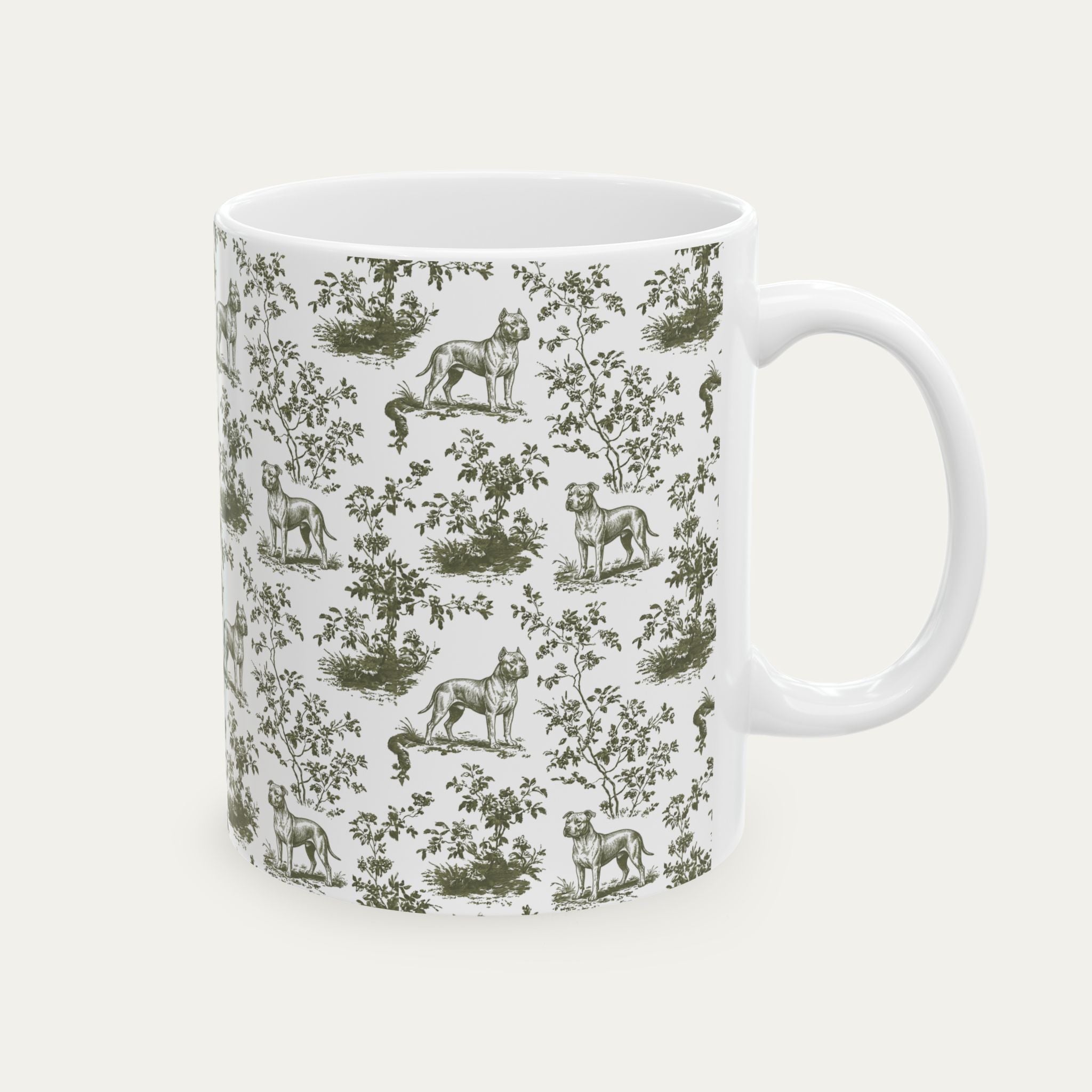 Pitbull Sage Green Toile Mug