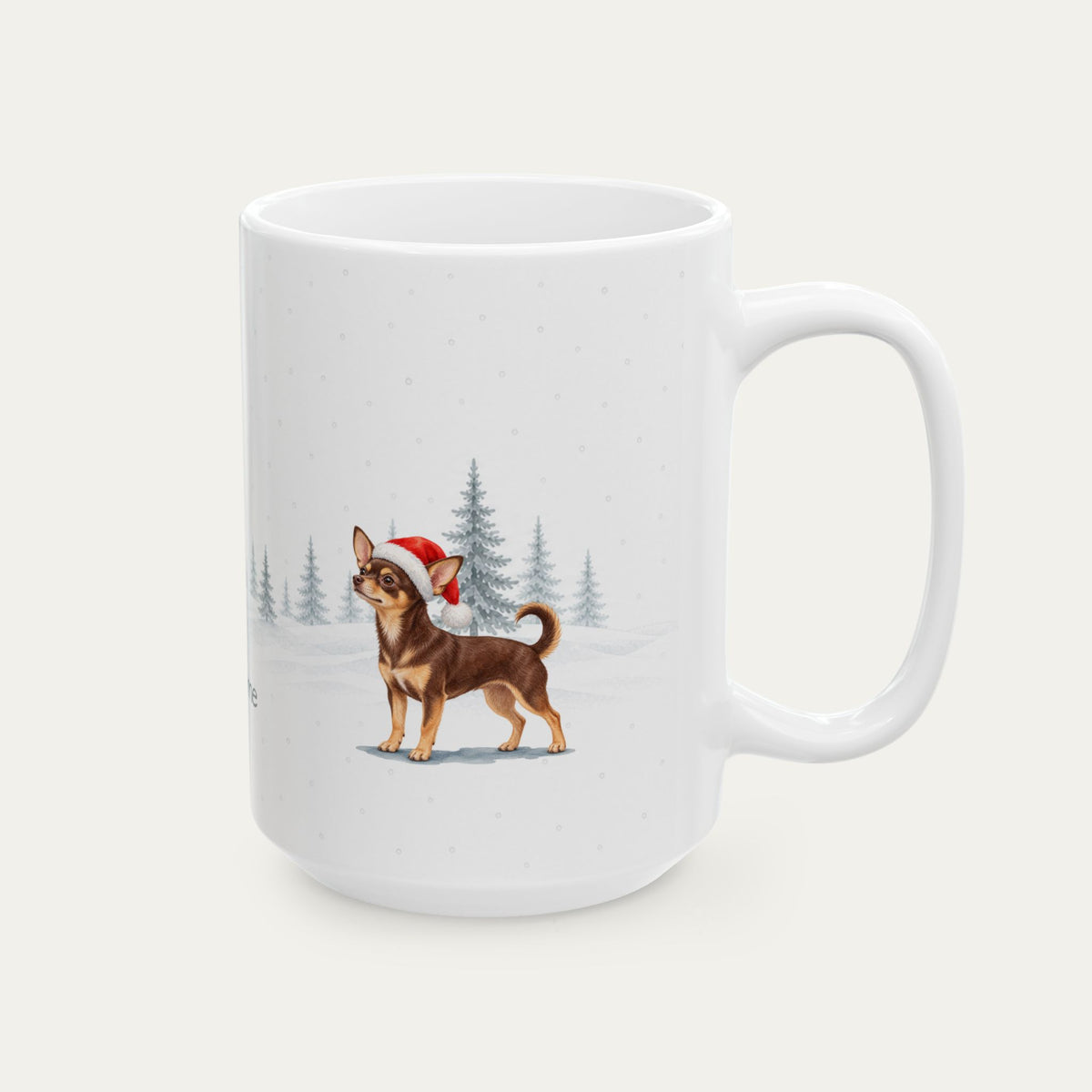 Custom Chihuahua Chocolate and Tan  Christmas Santa Hat Mug