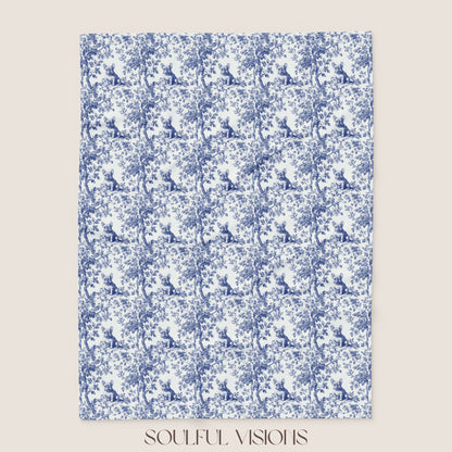 French Bulldog French Toile De Jouy Blanket