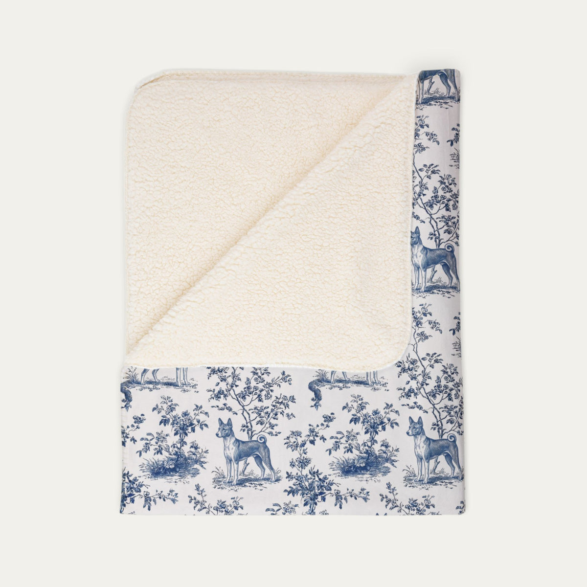 Basenji Toile De Jouy Fleece Blanket