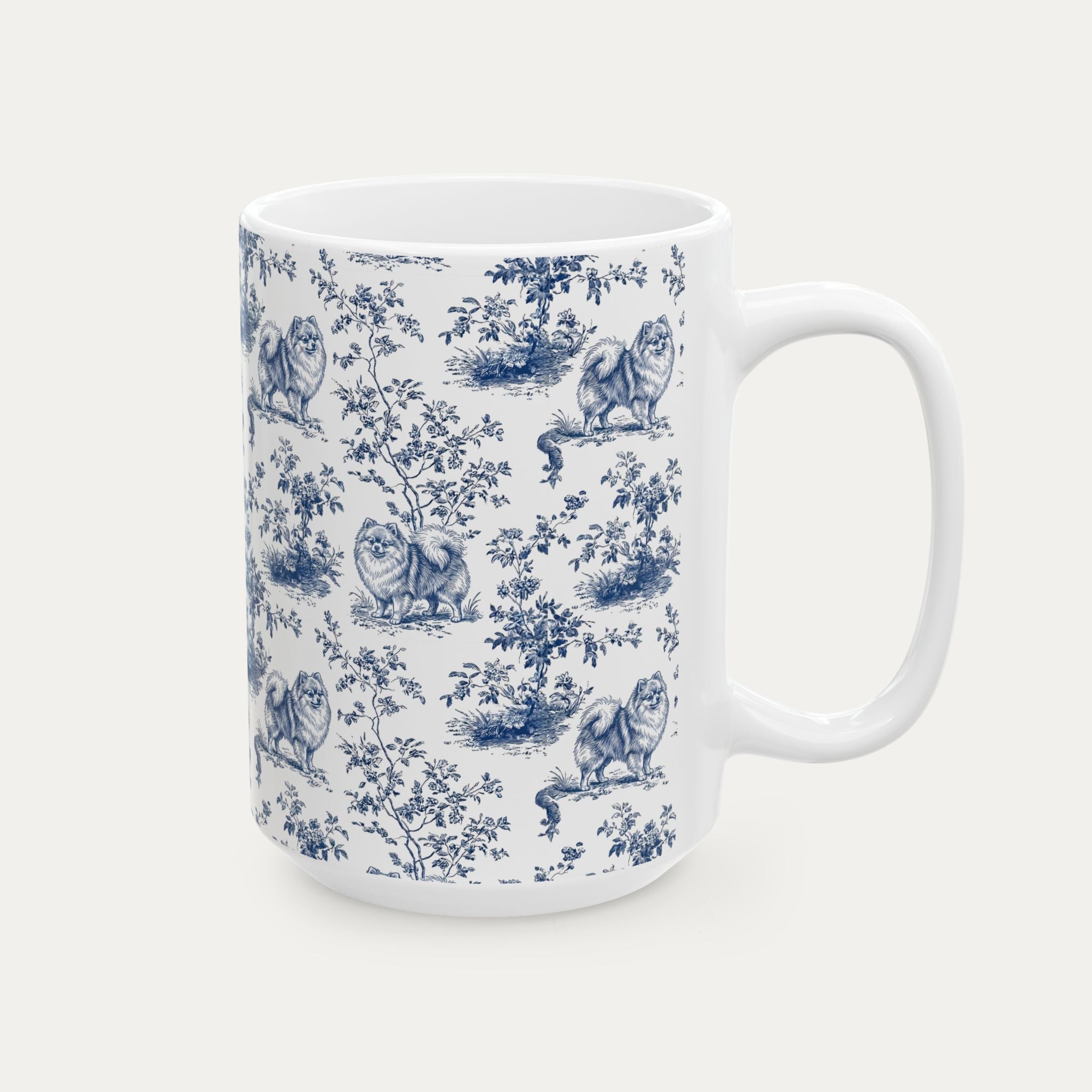 Pomeranian Blue Toile Mug