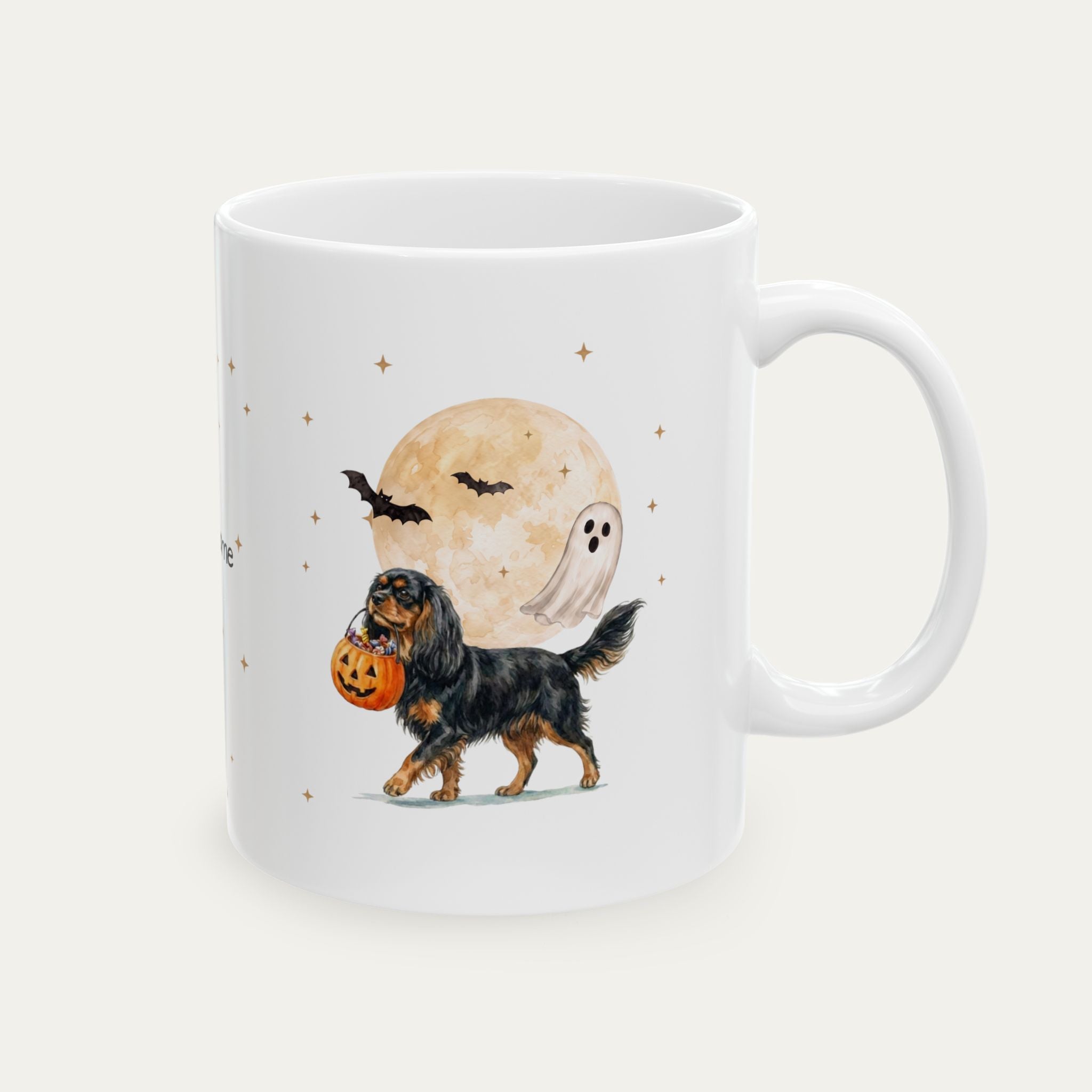 Custom Cavalier Spaniel Black and Tan Halloween mug