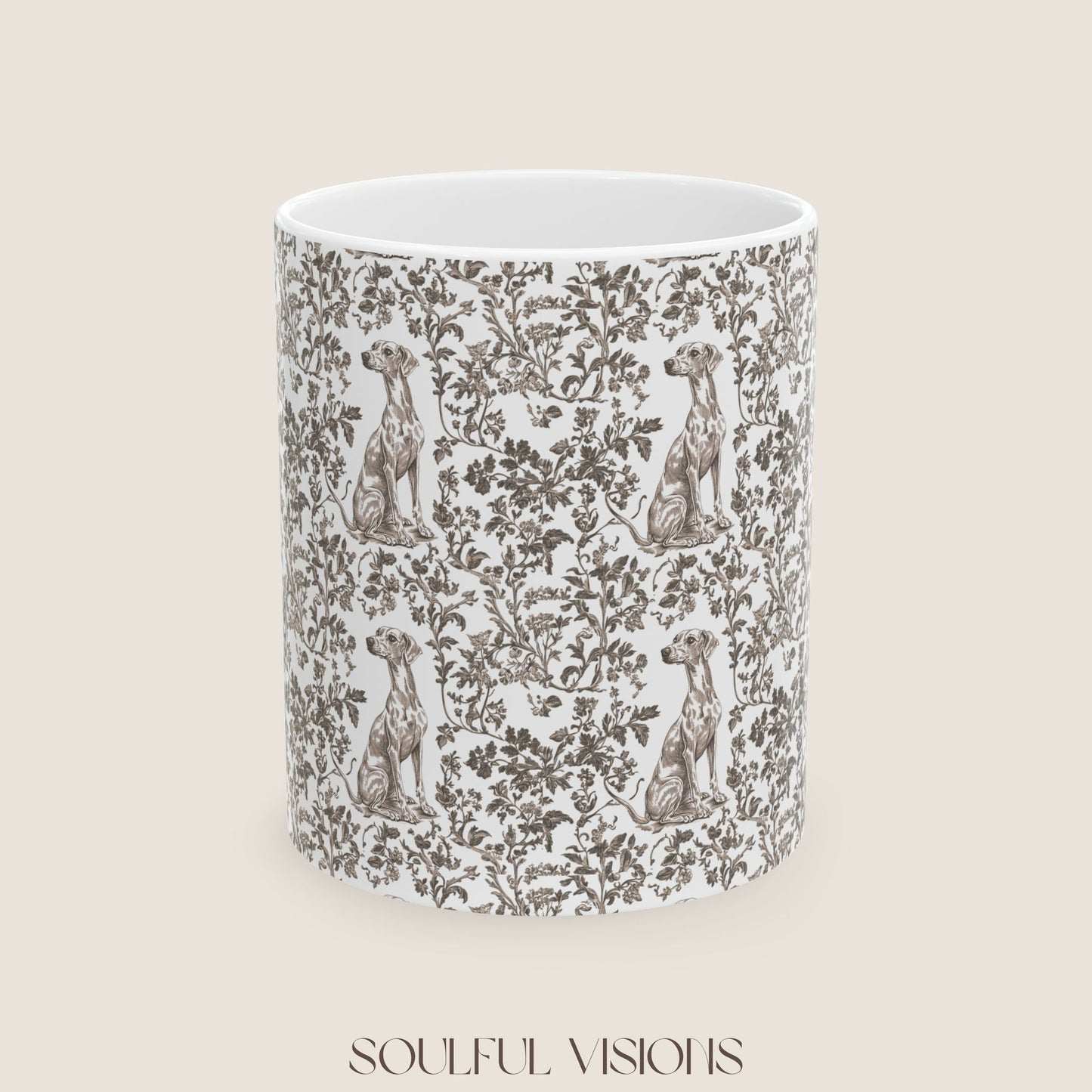 Whippet Toile De Jouy Mug