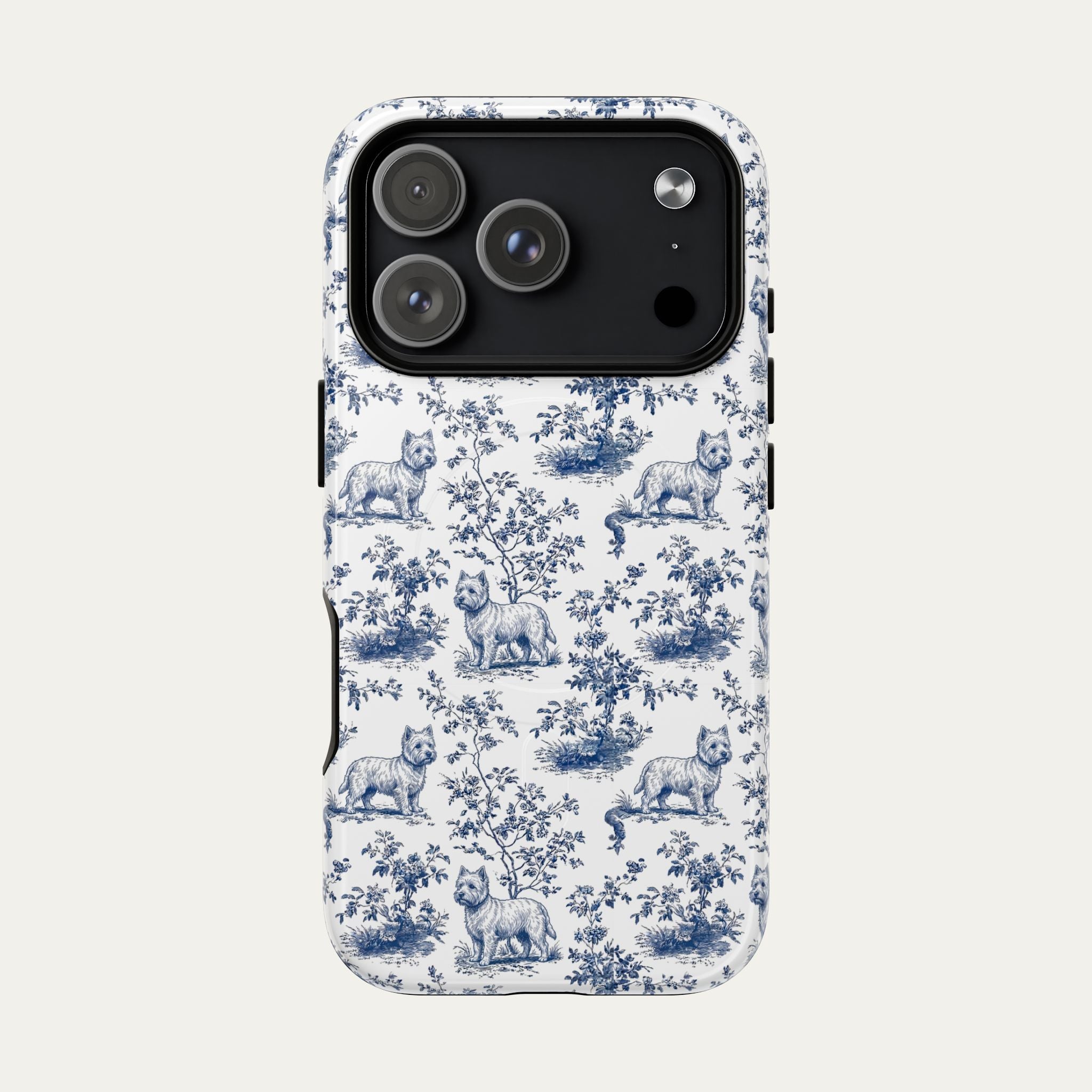 Westie Blue Toile Phone case