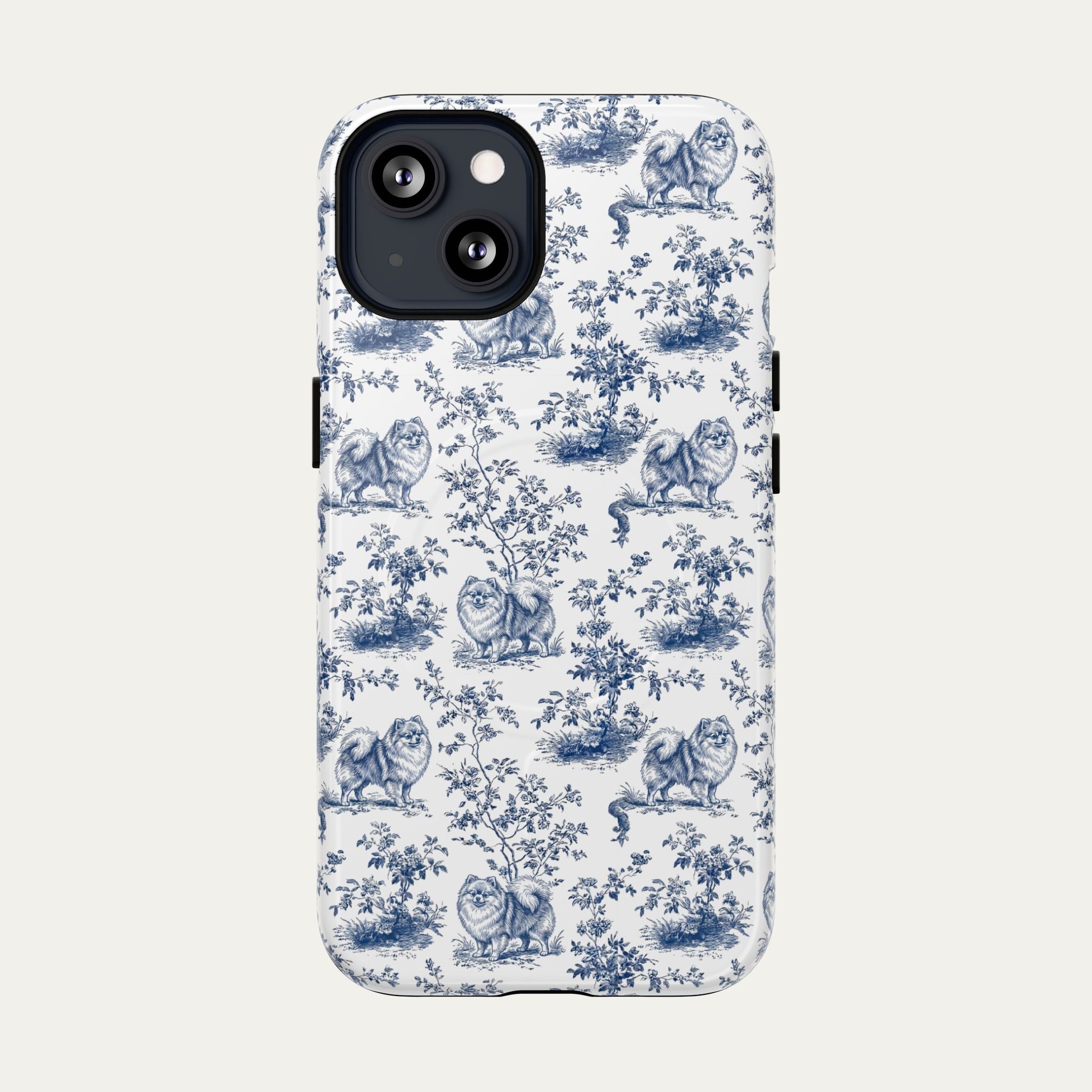 Pomeranian Blue Toile Phone case
