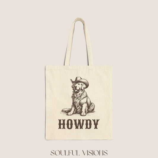 Howdy Golden Retriever Tote Bag