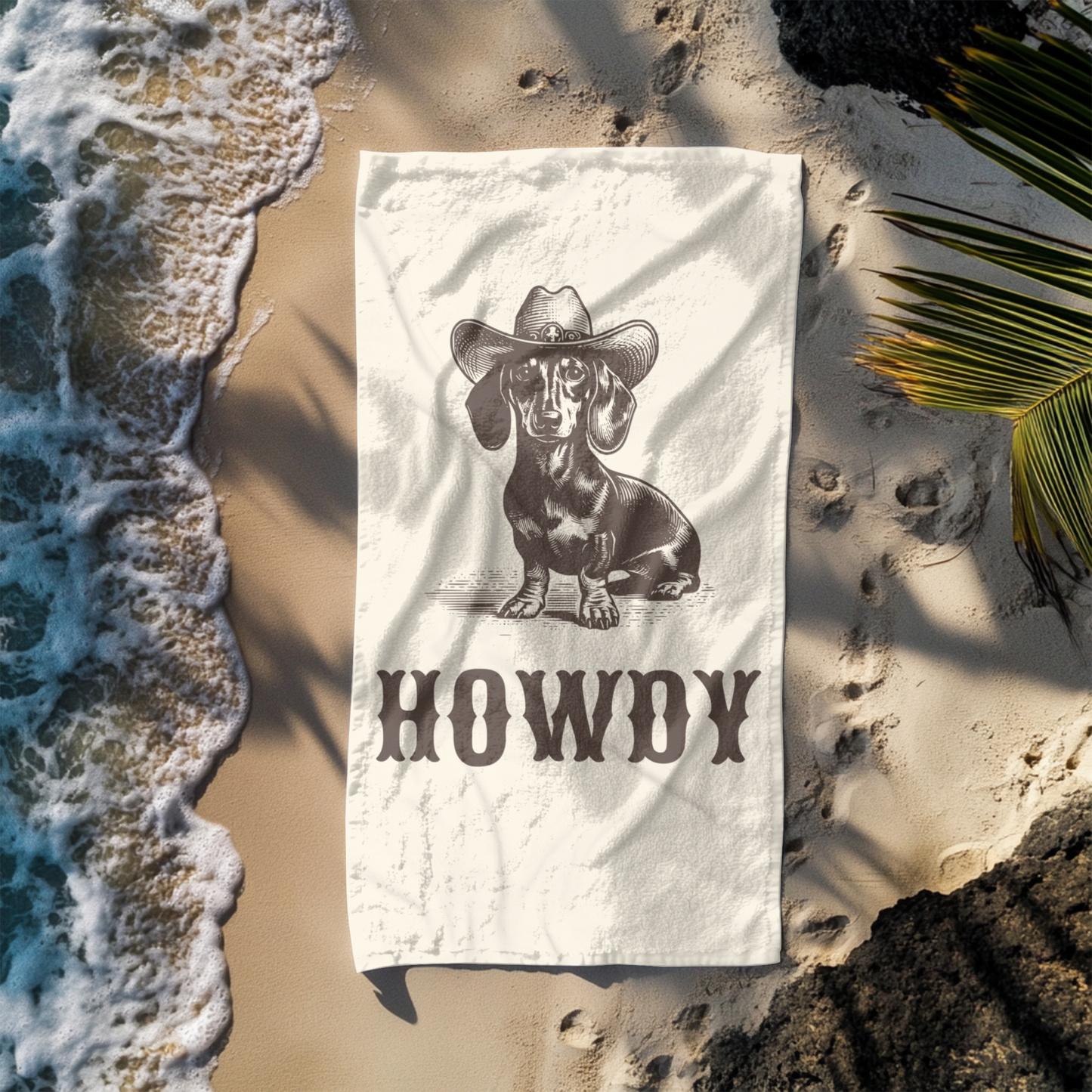 Howdy Dachshund Beach Towel