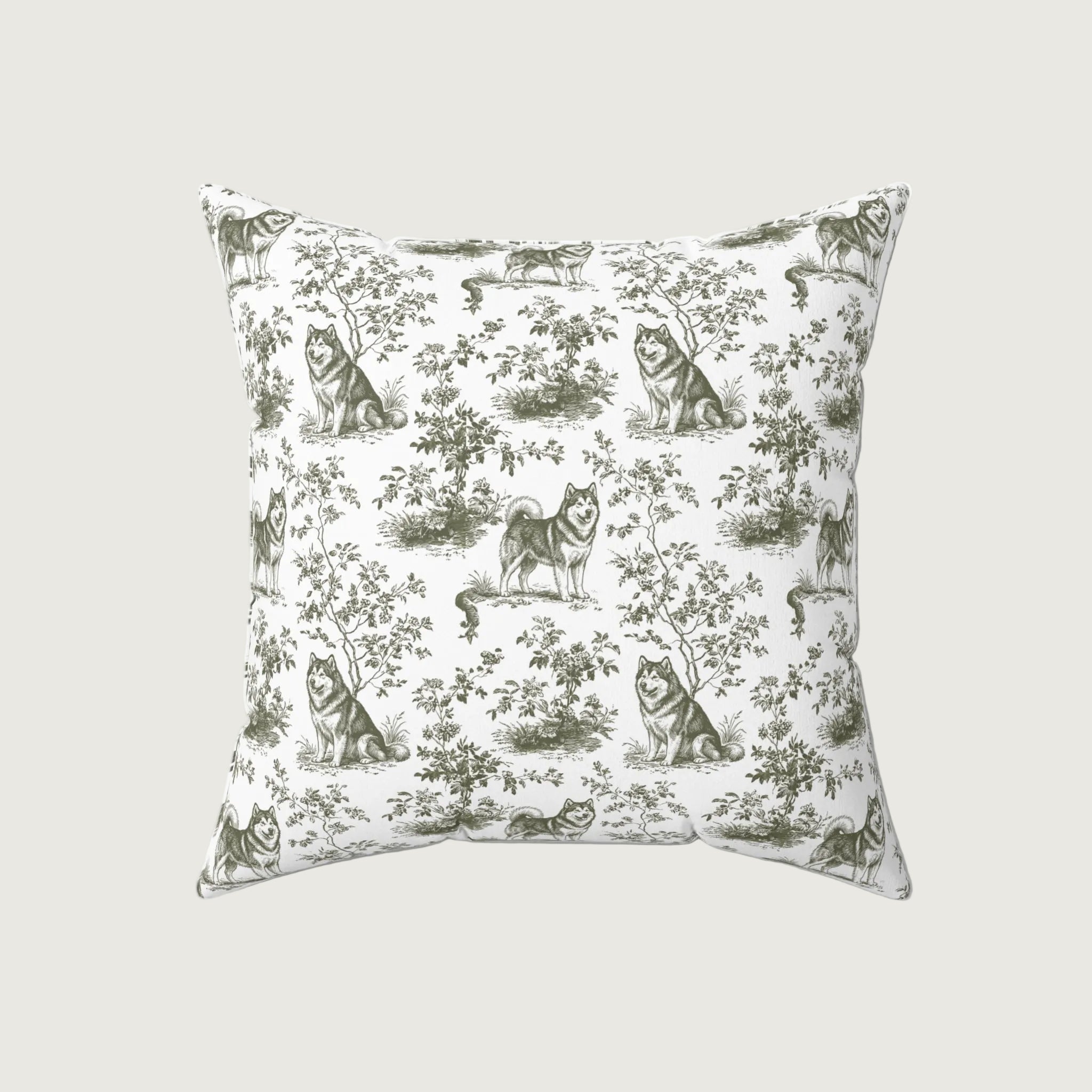 Dog Sage Green French Toile Pillow