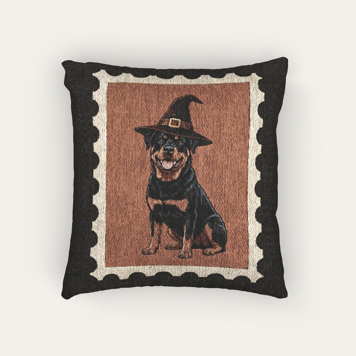 Rottweiler Halloween Woven Pillow