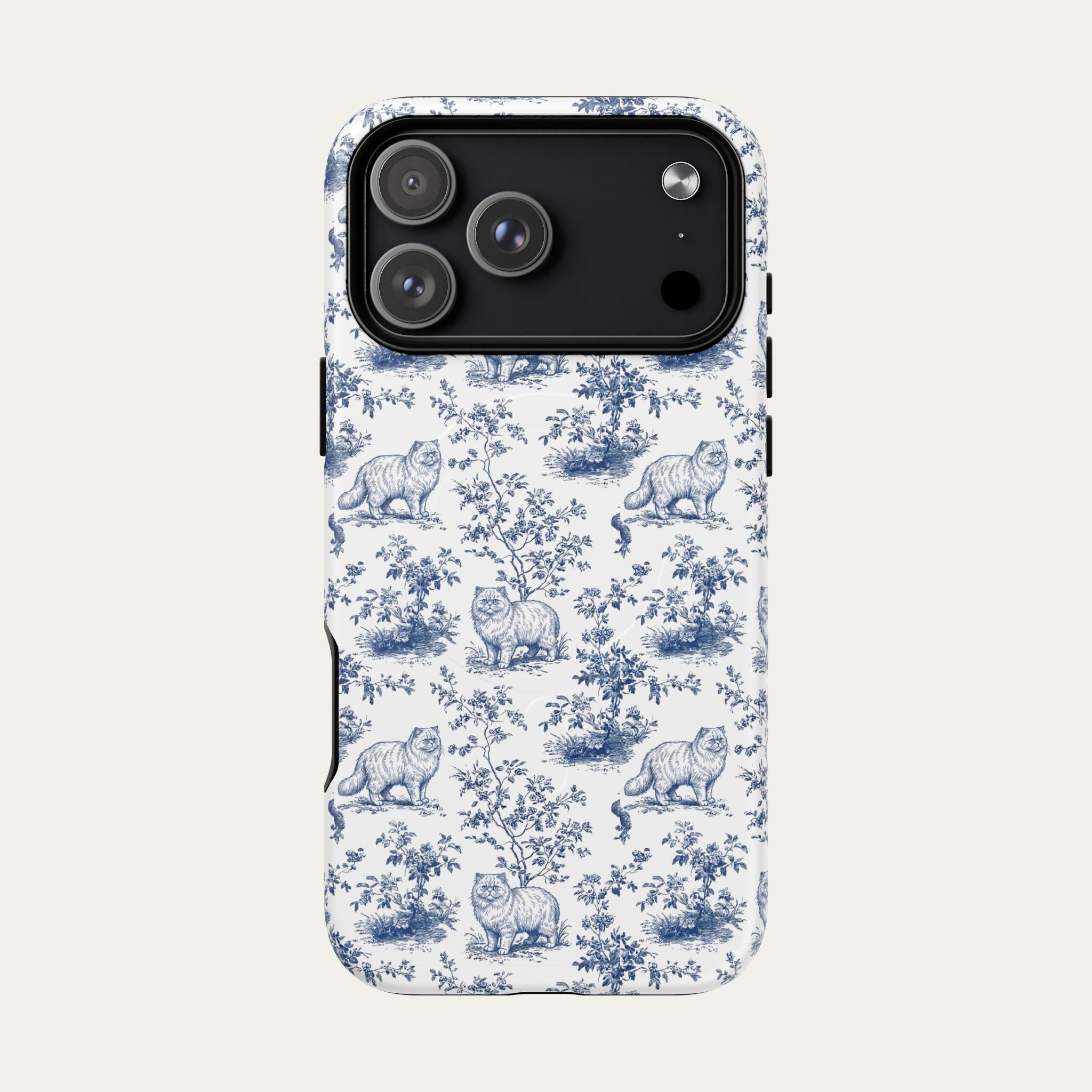 Cat Blue Toile Phone Case