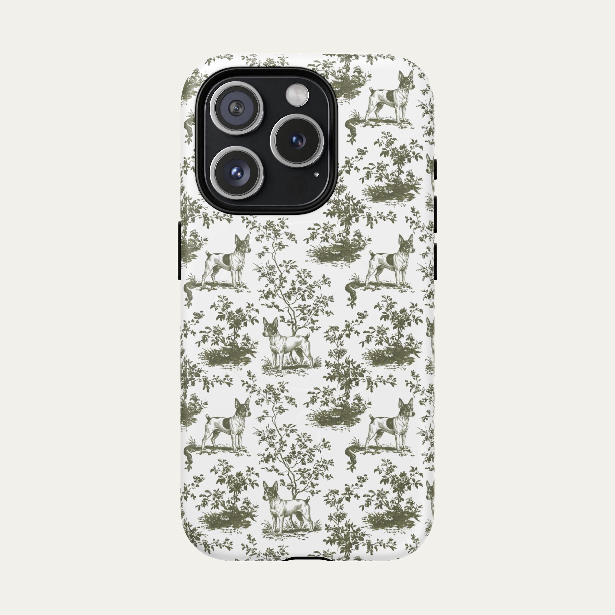 Toy Fox terrier Sage Green Toile phone Case