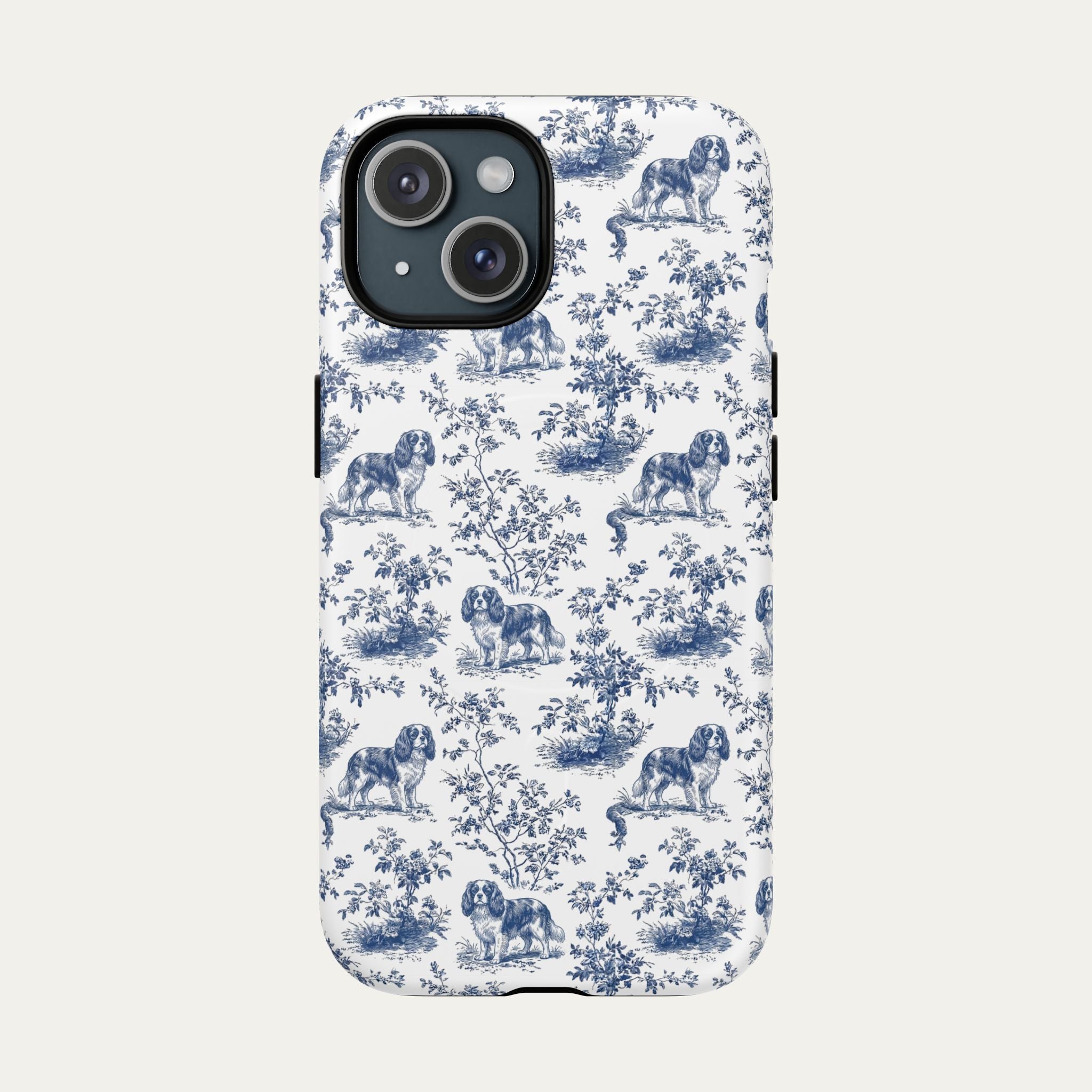 Cavalier Spaniel Blue Toile Phone case