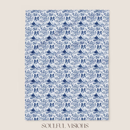 Shetland Sheepdog Toile French Toile De Jouy Blanket