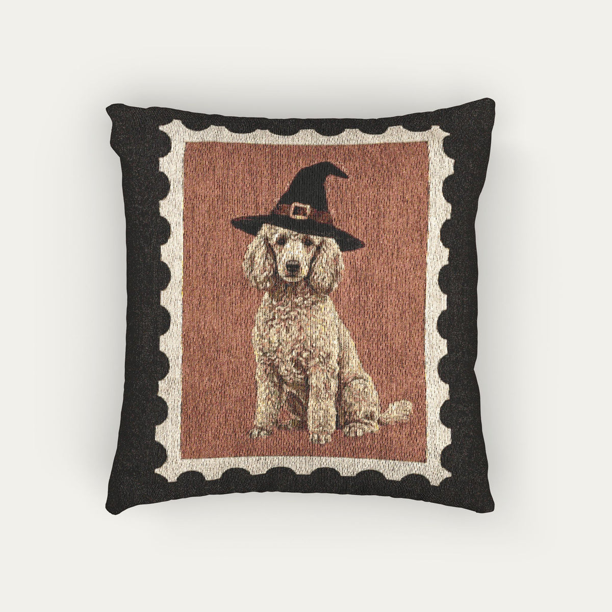 Poodle Apricot Halloween Woven Pillow