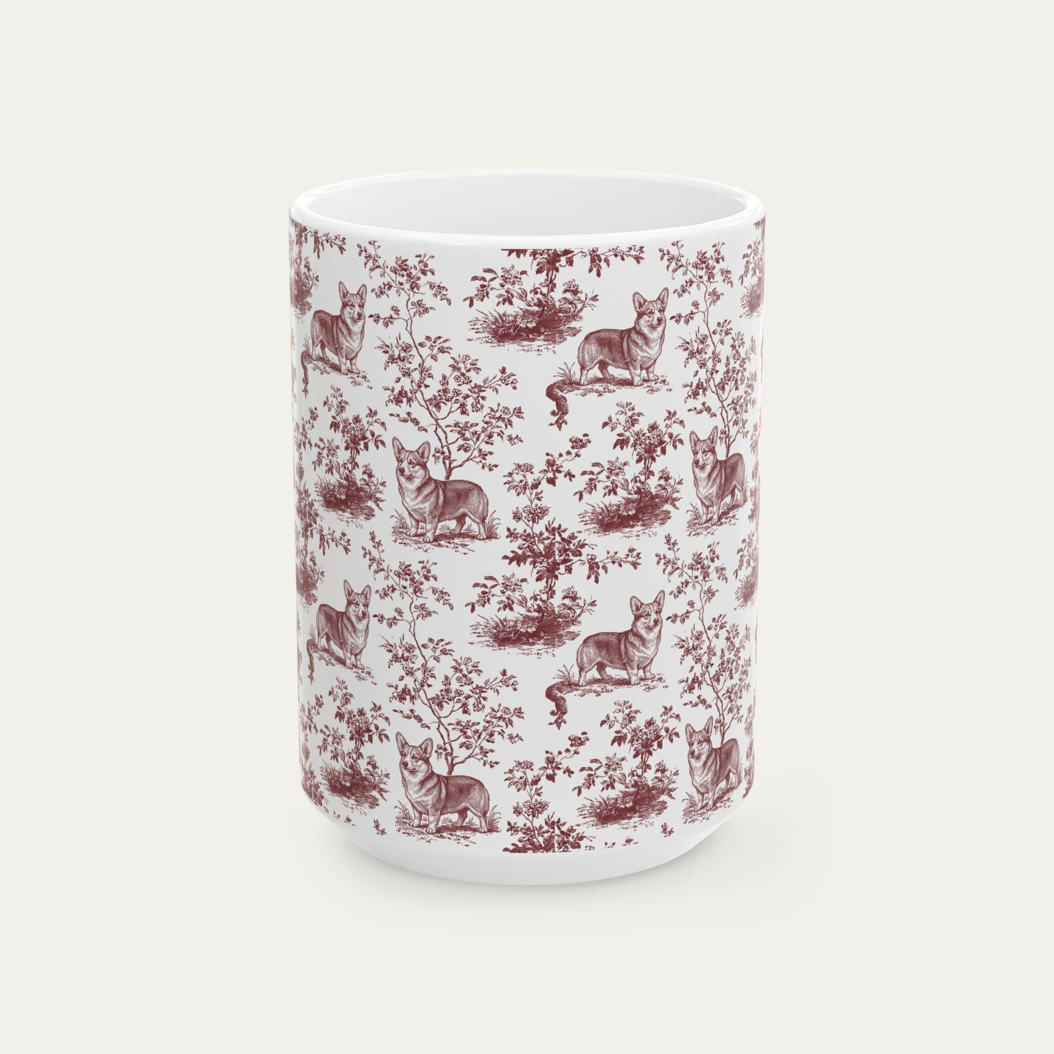 Corgi Burgundy Toile Mug