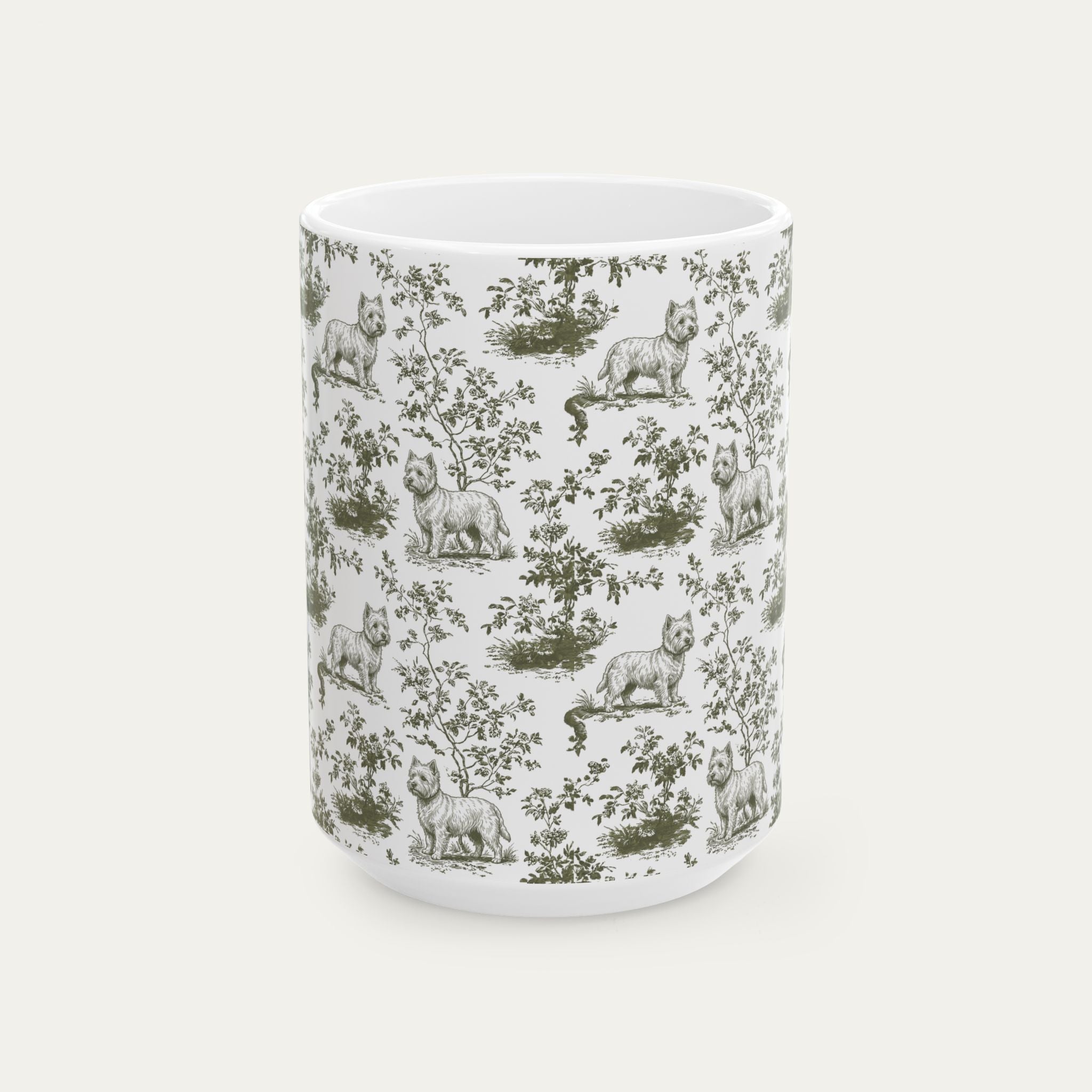 Westie Sage Green Toile Mug