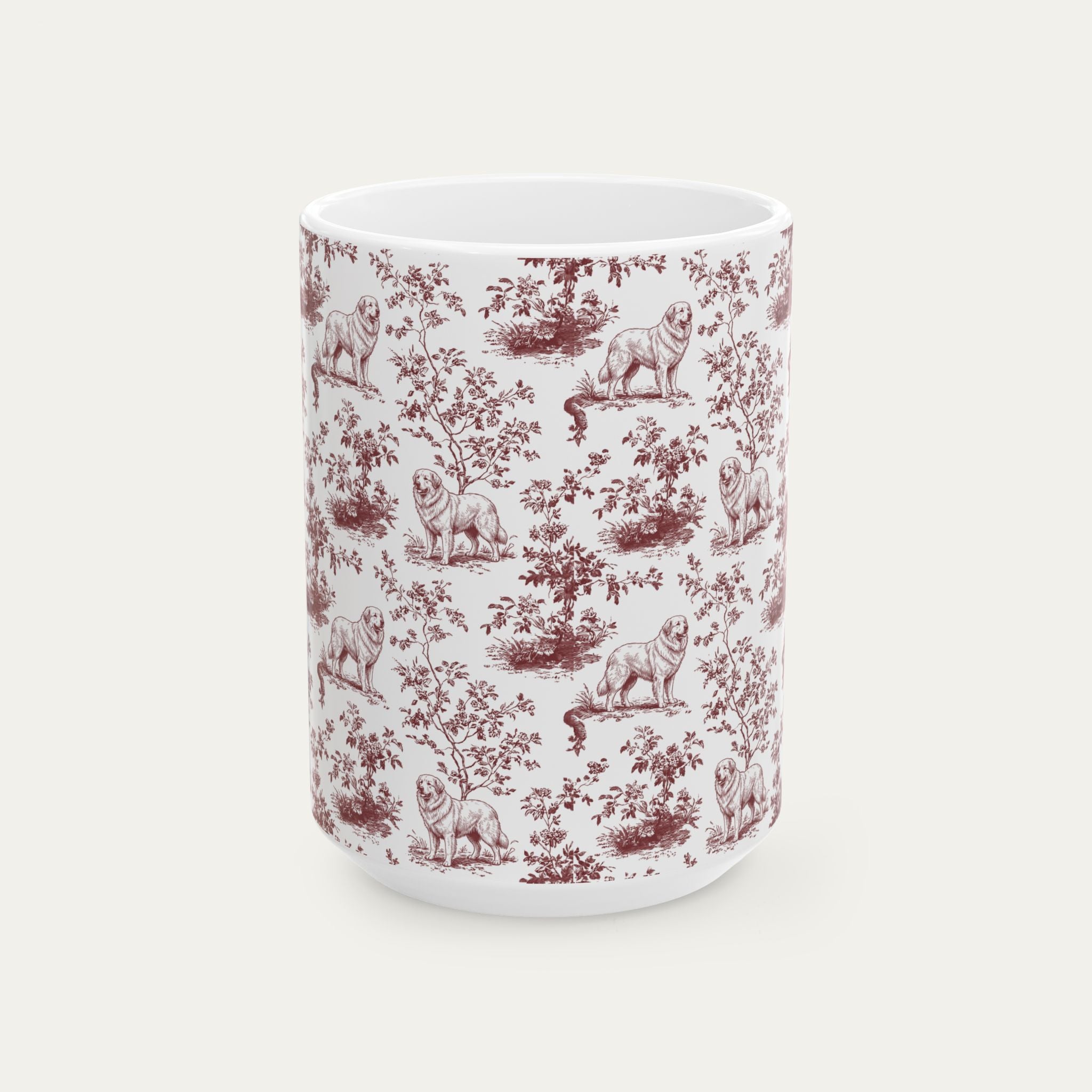 Great Pyrenees Burgundy Toile Mug