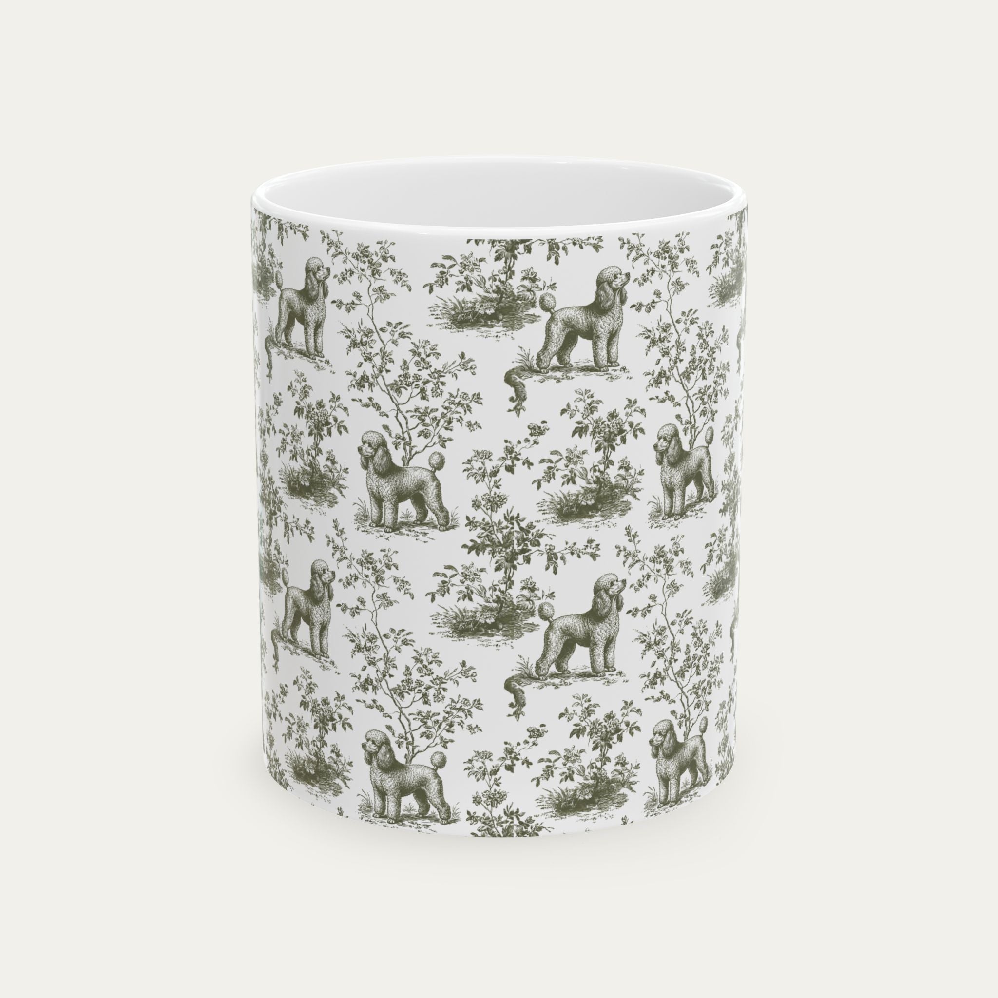 Poodle Sage Green Toile Mug
