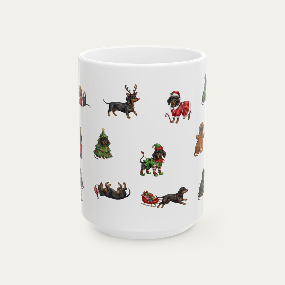 Dachshund SH Black and Tan Christmas Mug