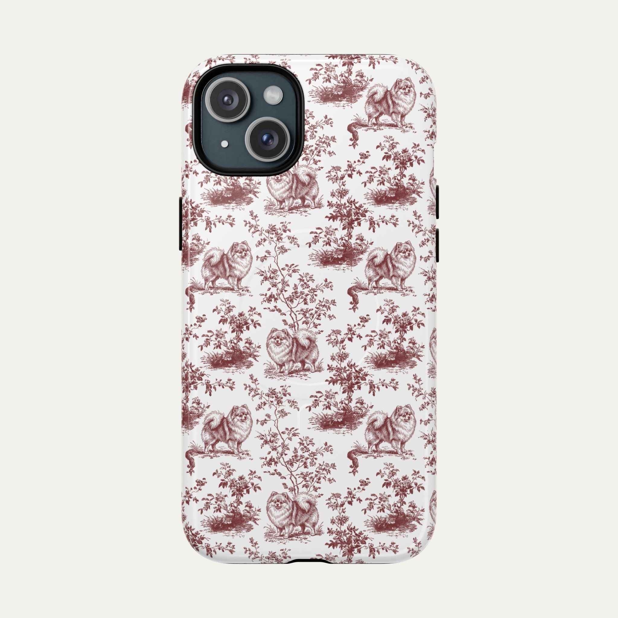 Pomeranian Burgundy Toile phone Case
