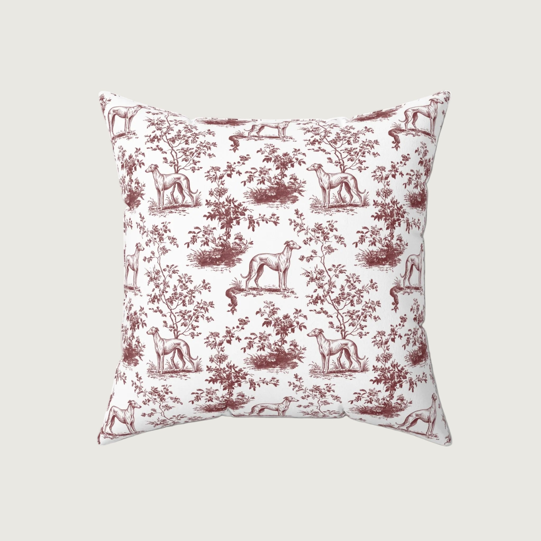 Dog Burgundy French Toile Pillow