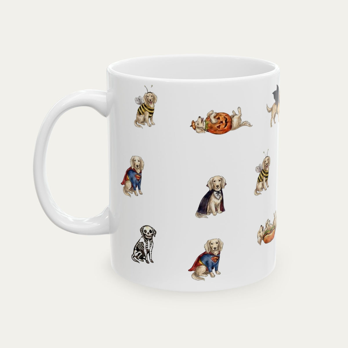 Dachshund LH Cream Halloween mug