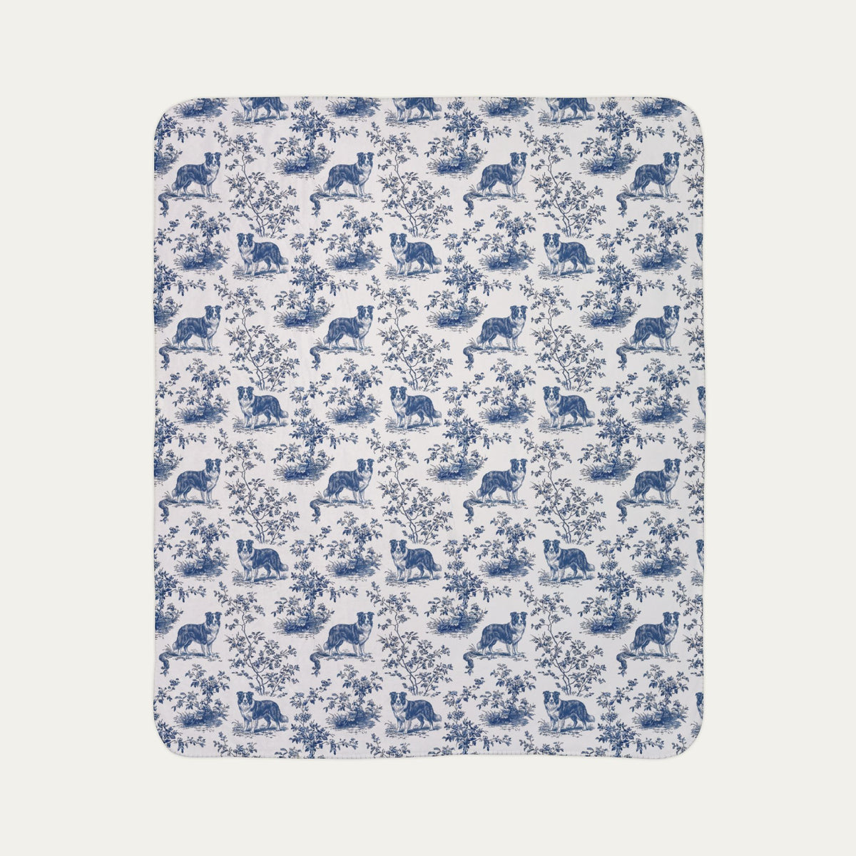 Border Collie  Toile De Jouy Fleece Blanket
