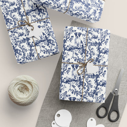 Jack Russell French Toile De Jouy Wrapping Paper