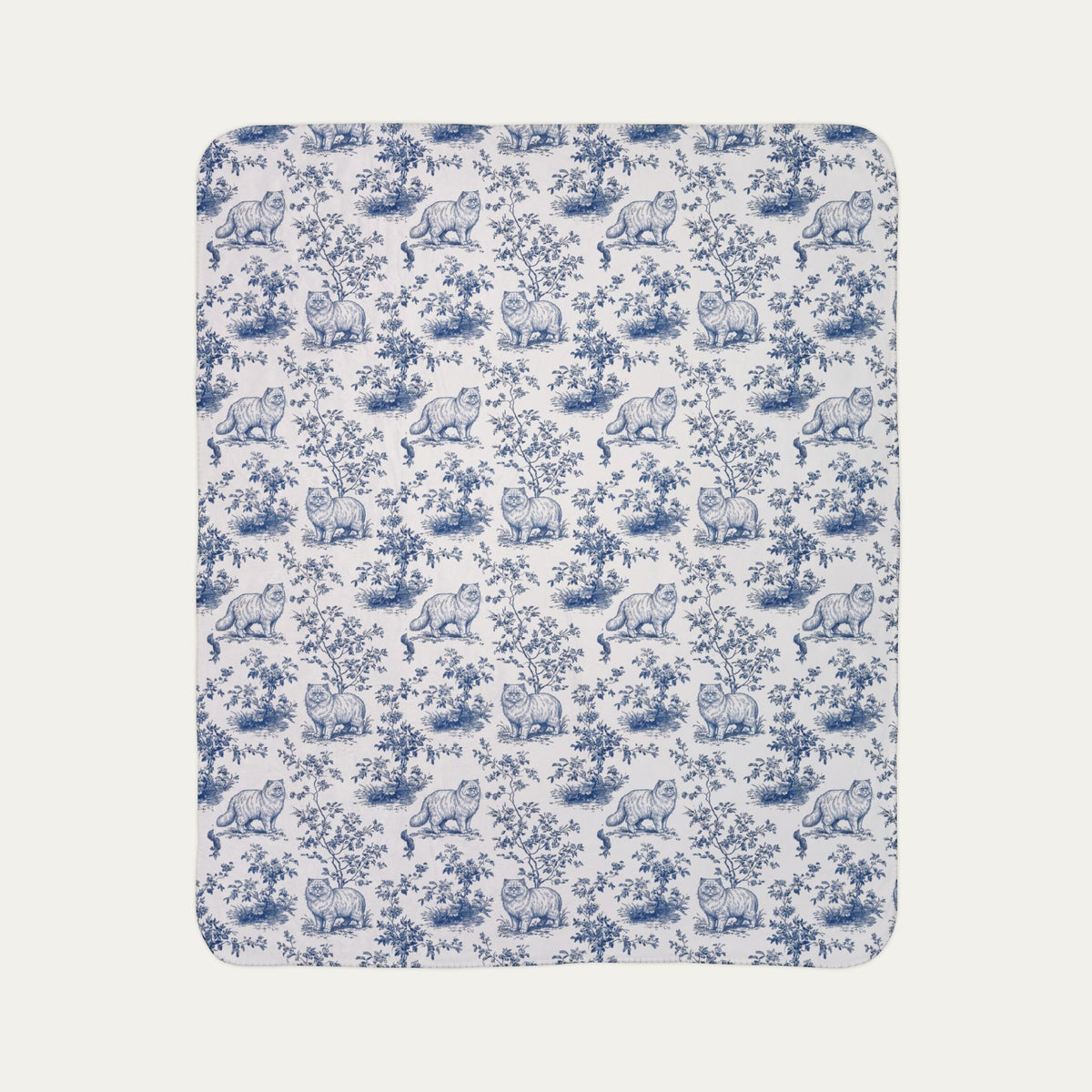 Persian Cat Toile De Jouy Fleece Blanket