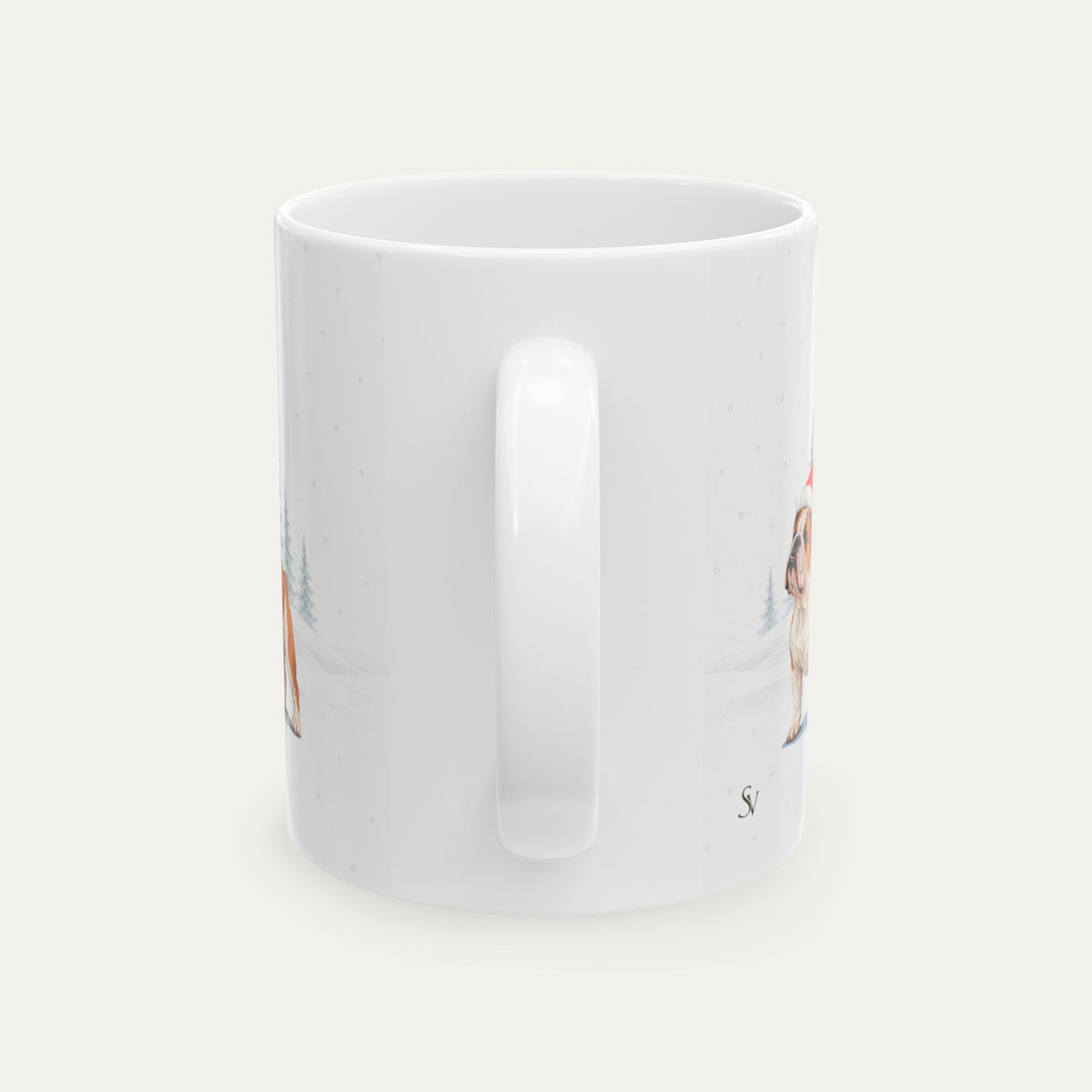 Custom English Bulldog Red and White Christmas Santa Hat Mug