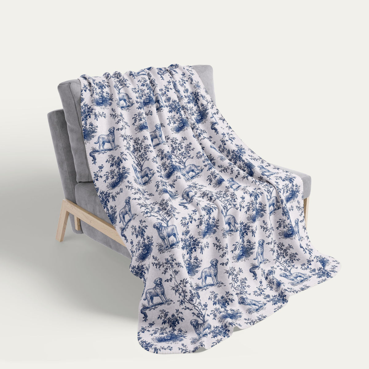 Labrador Retriever Toile De Jouy Fleece Blanket