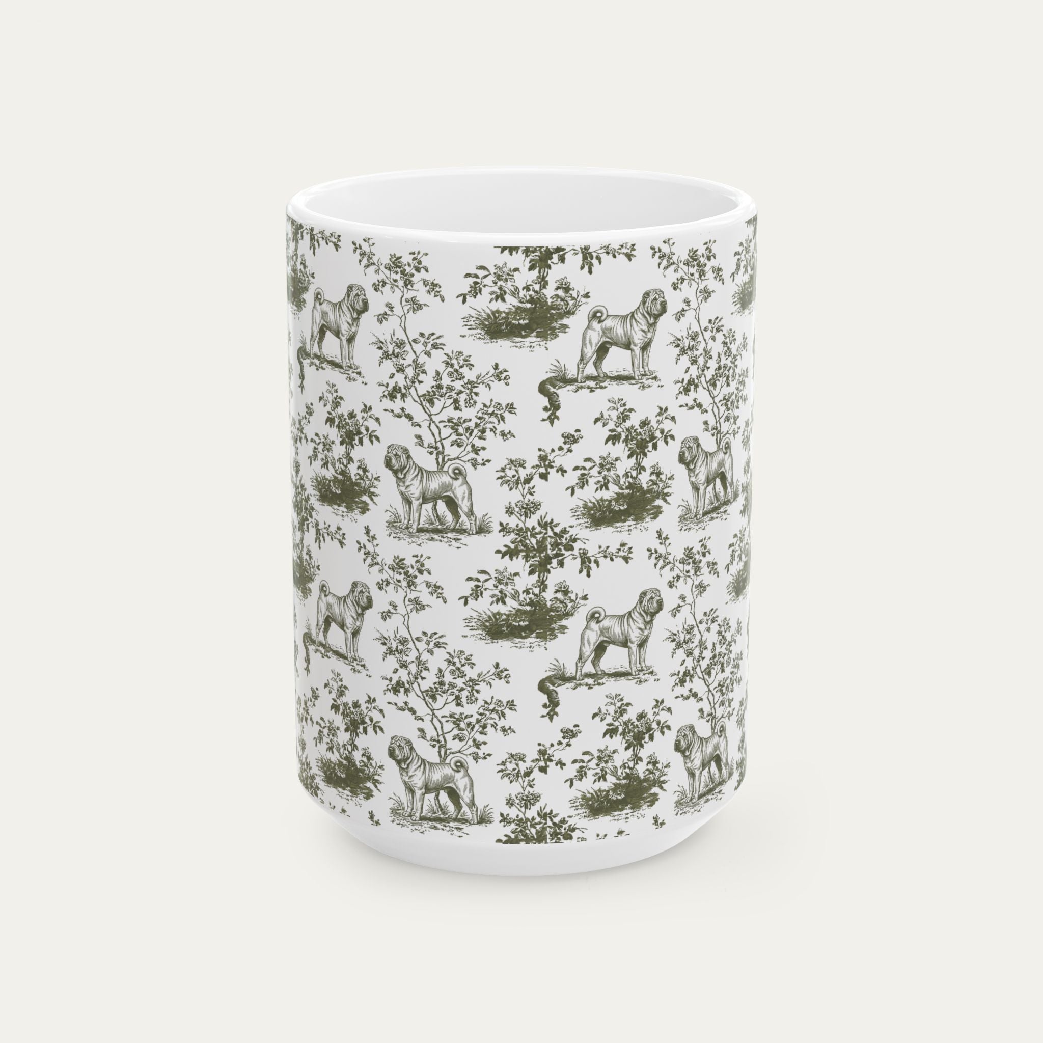 Shar Pei Sage Green Toile Mug