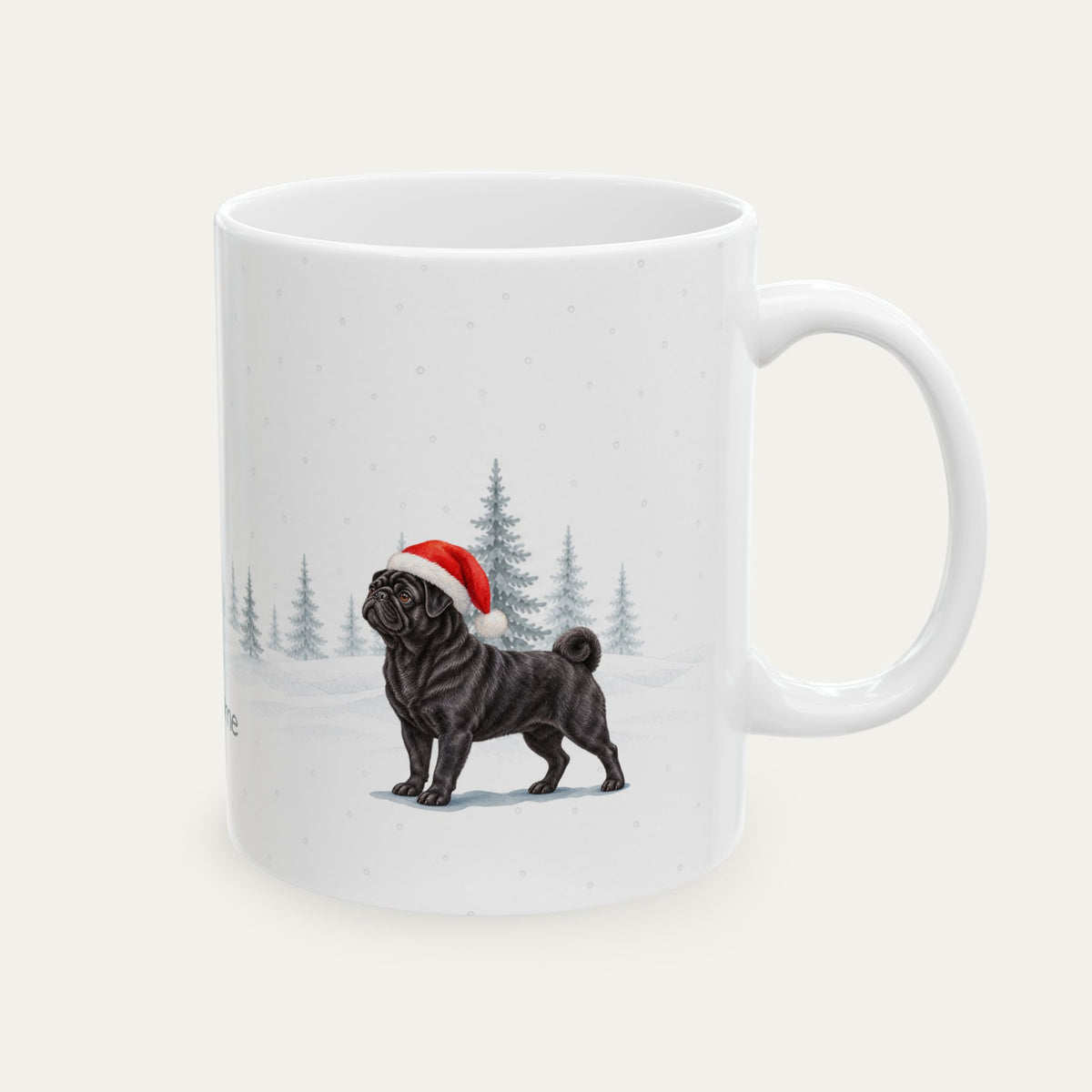 Custom Pug Black Christmas Santa Hat Mug