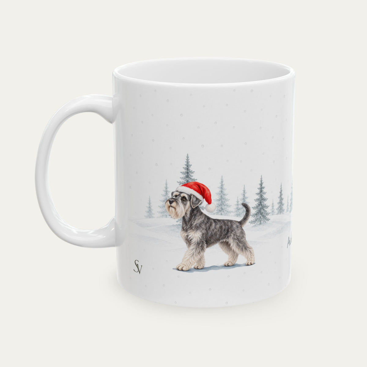 Custom Miniature Schnauzer  Salt and pepper Christmas Santa Hat Mug