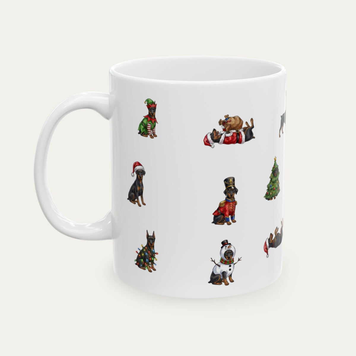 Doberman Black and Tan Christmas Mug