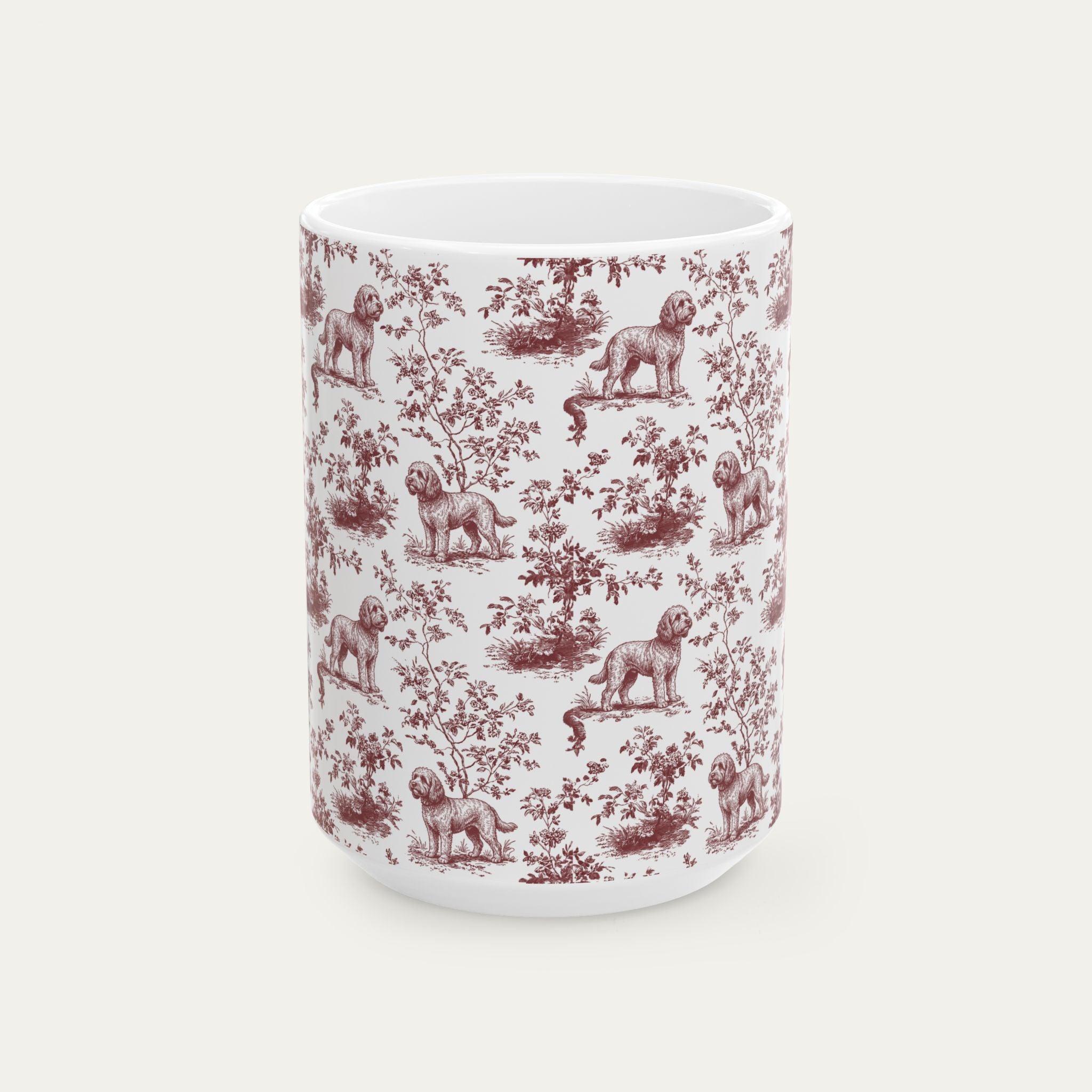 Cockapoo Burgundy Toile Mug