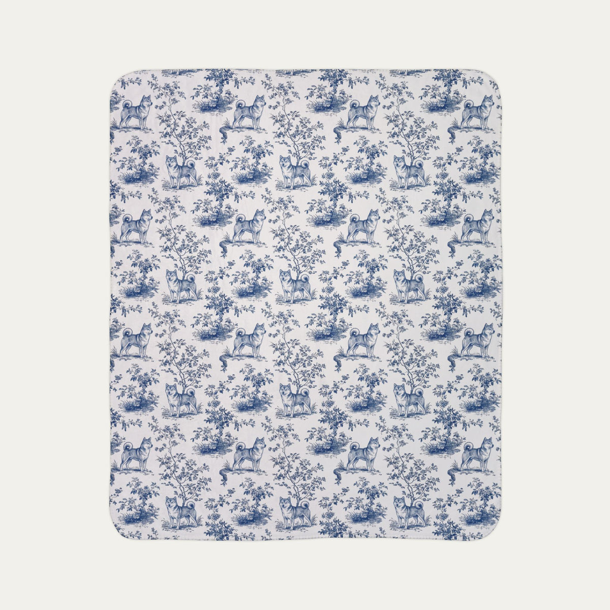 Shiba inu Toile De Jouy Fleece Blanket