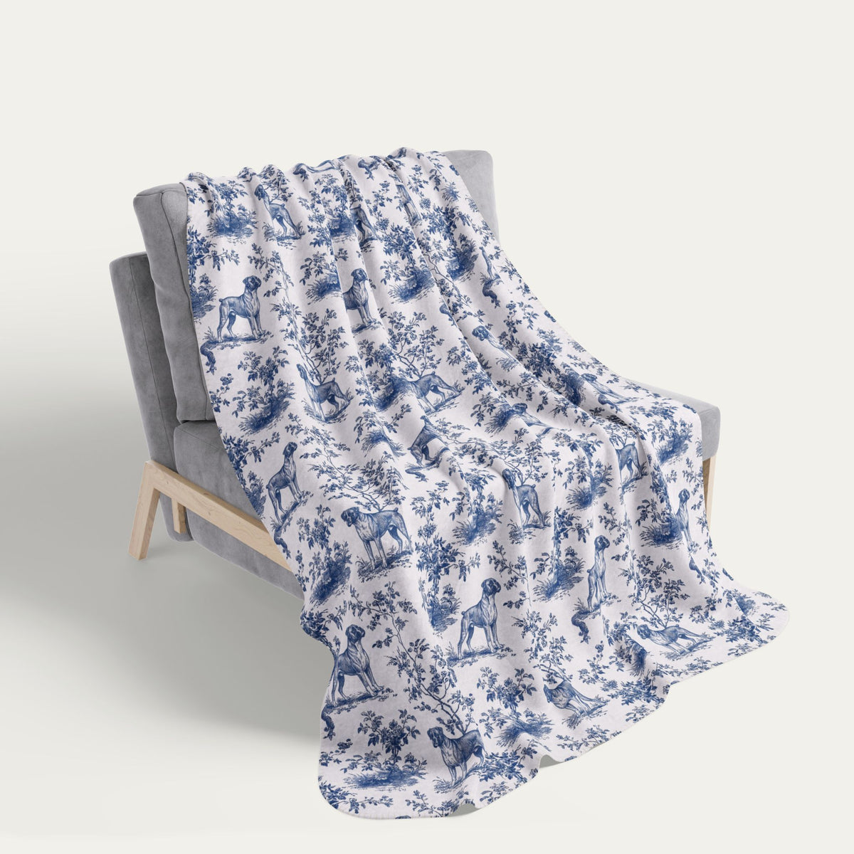 Boxer Toile De Jouy Fleece Blanket
