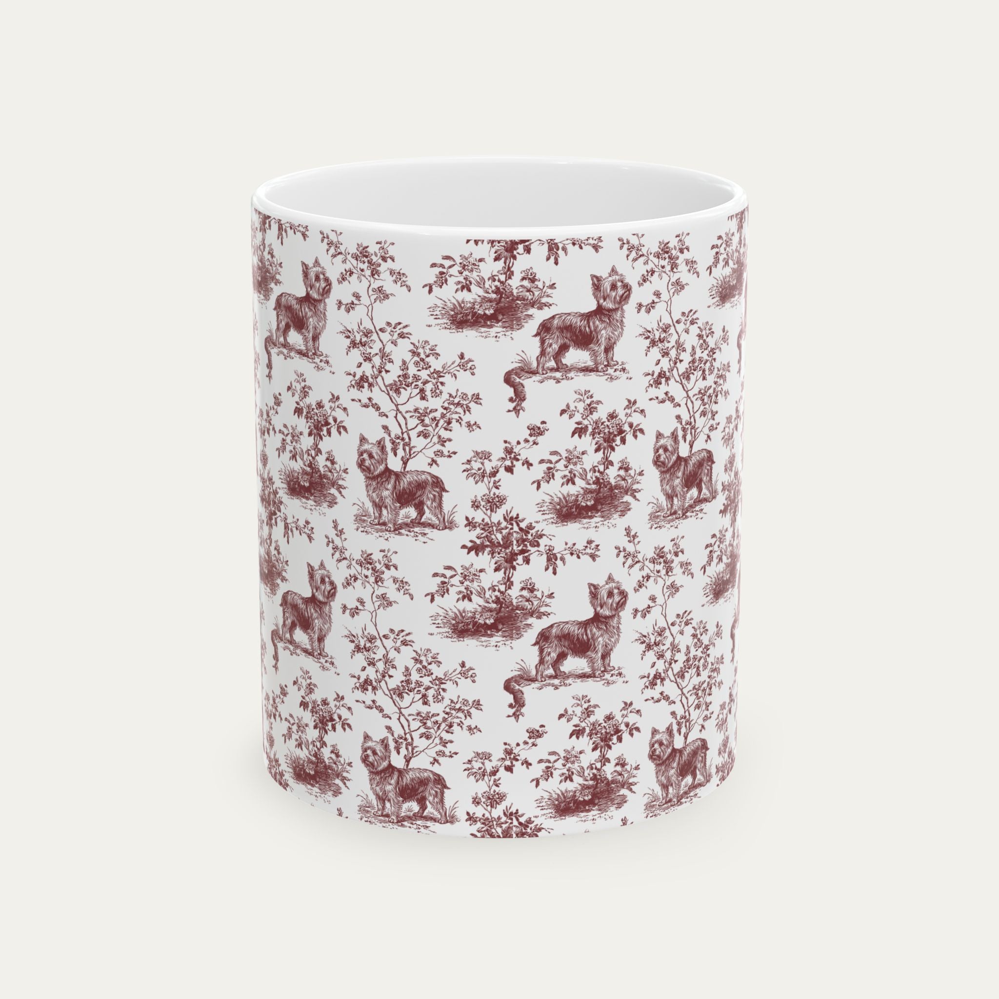 Yorkshire Terrier Burgundy Toile Mug