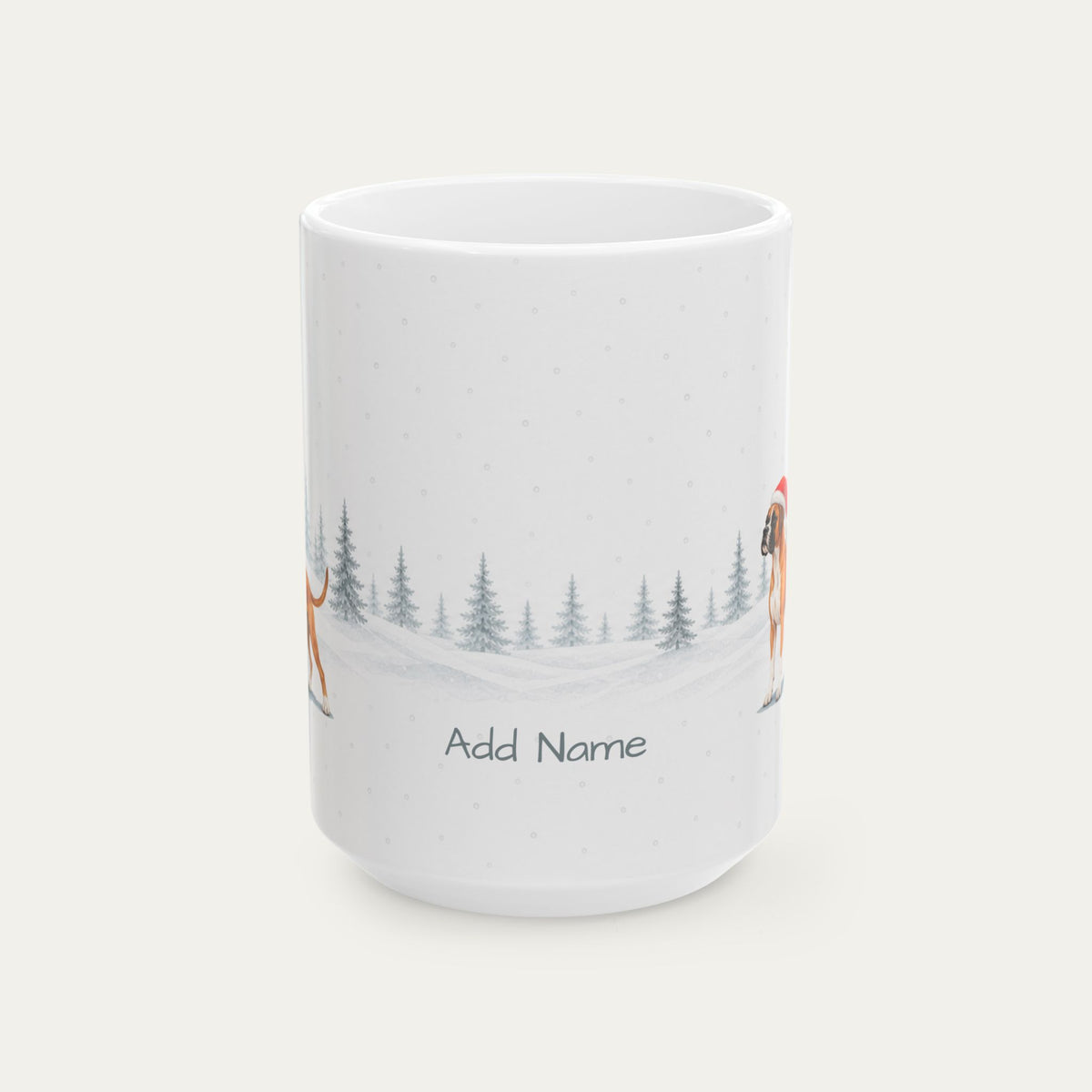 Custom Boxer Fawn and White Christmas Santa Hat Mug