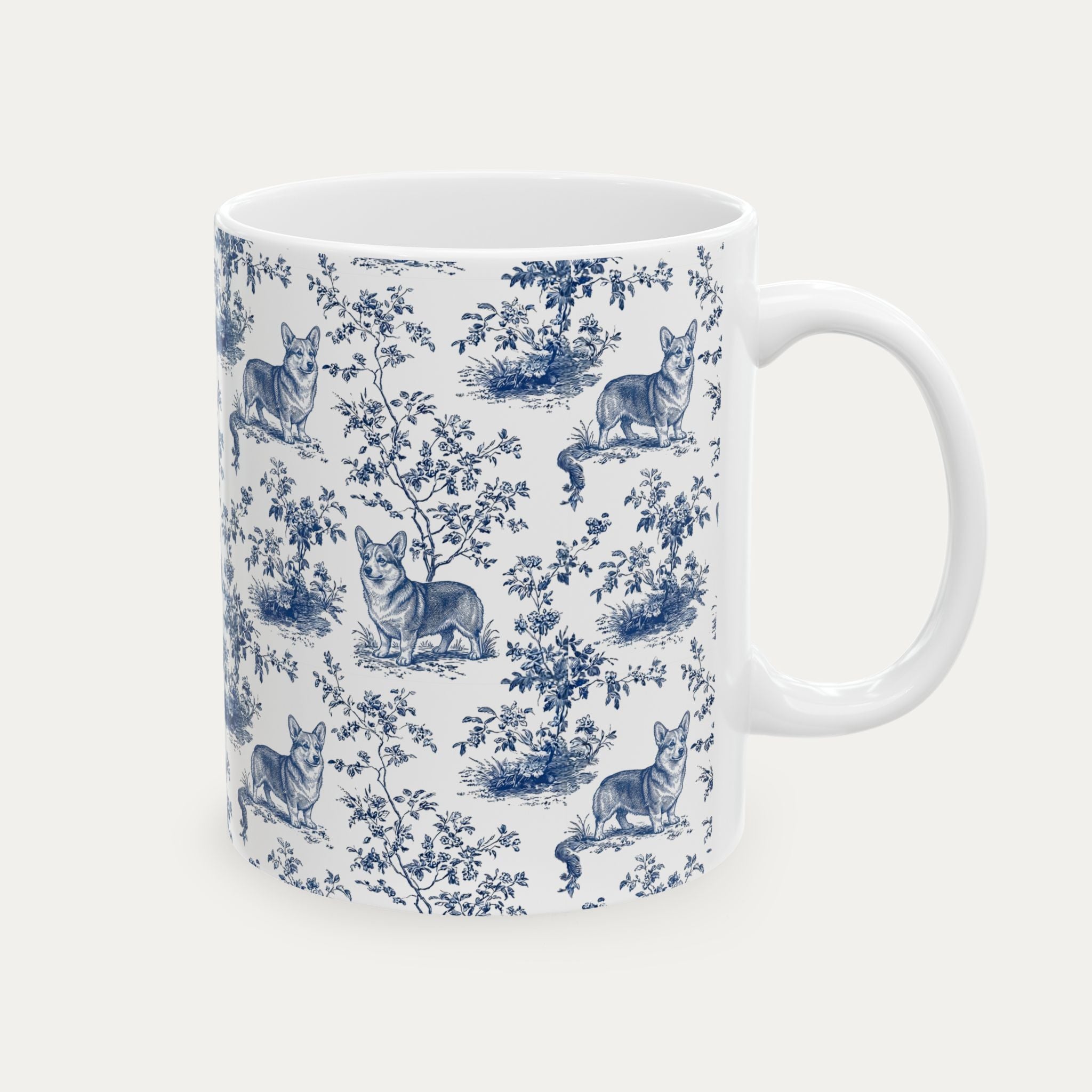 Corgi Blue Toile Mug