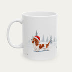 Custom Dachshund  Longhaired Red  and White Piebald Christmas Santa Hat Mug
