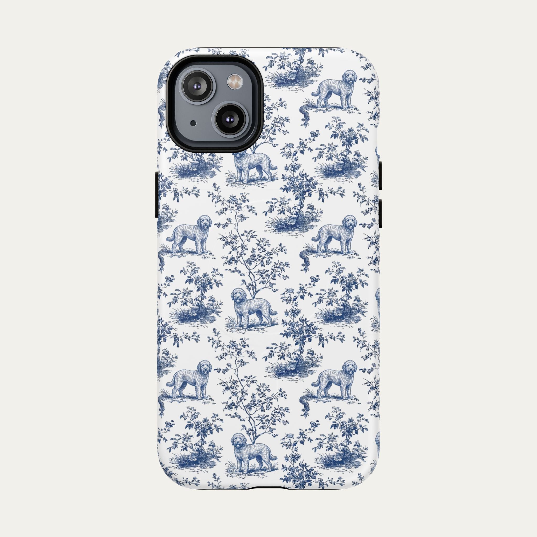Goldendoodle Blue Toile Phone case