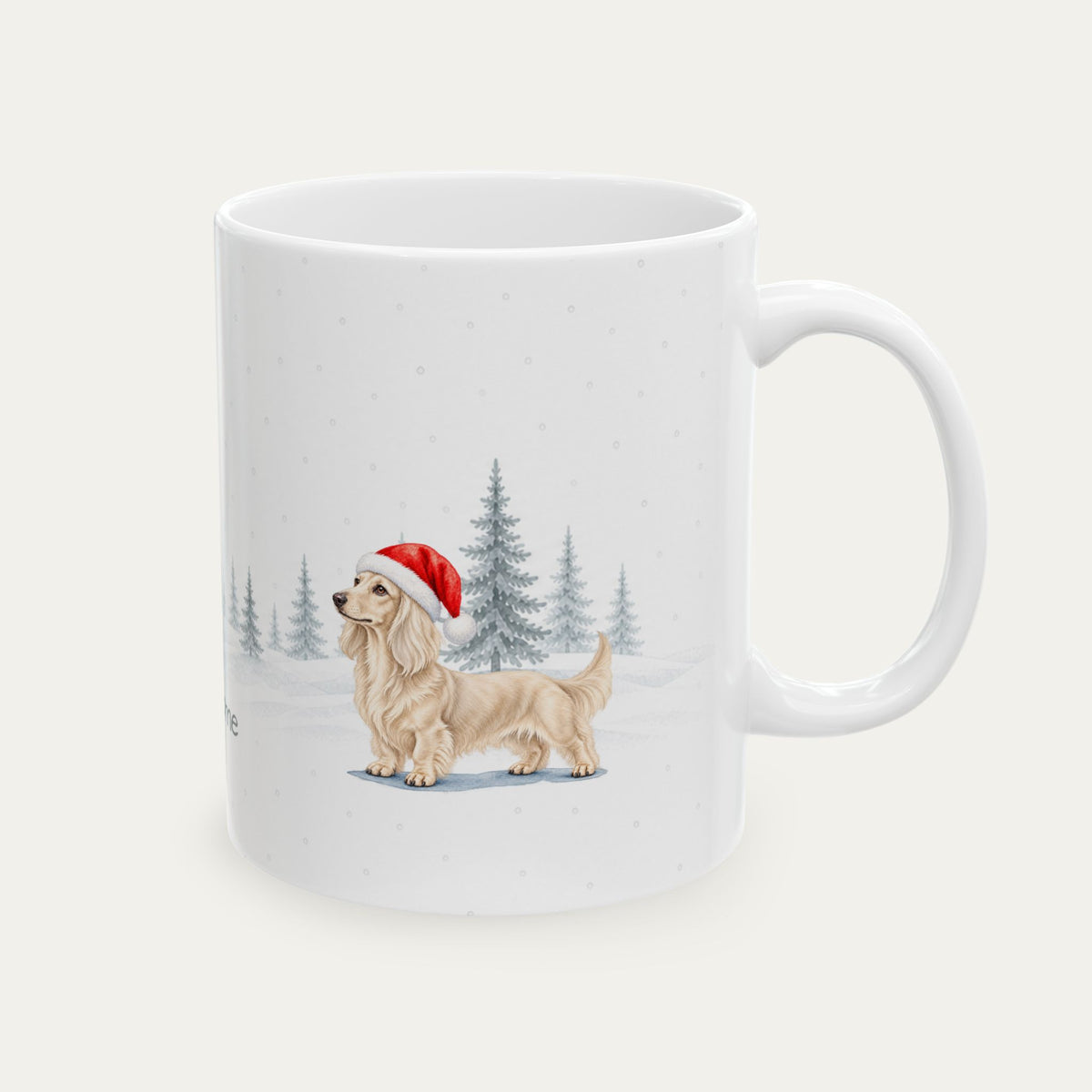 Custom Dachshund Longhaired Cream   Christmas Santa Hat Mug