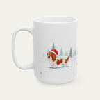 Custom Dachshund  Longhaired Red  and White Piebald Christmas Santa Hat Mug